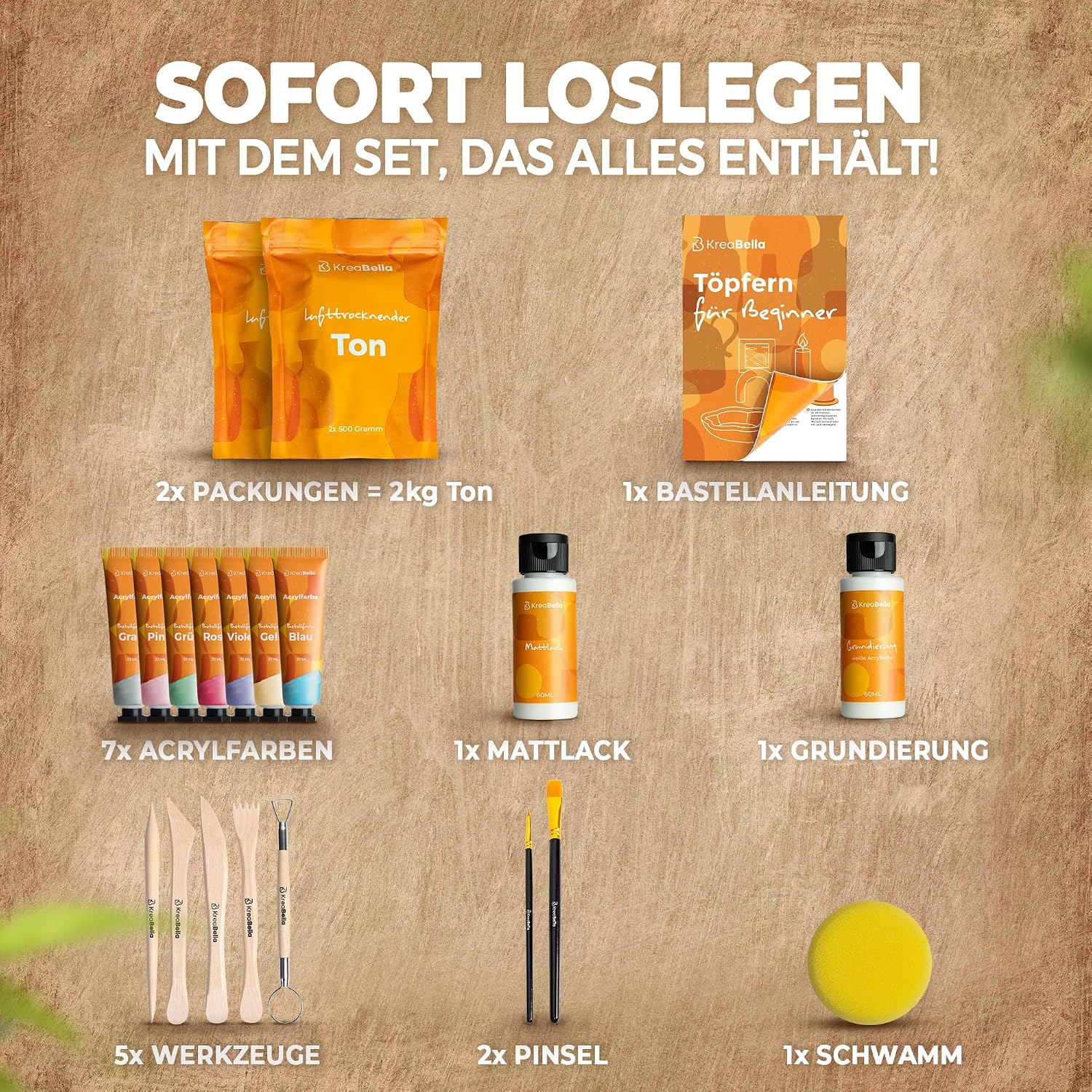 Detalle 2 de KreaBella Töpferset DIY 1 Set 🎨