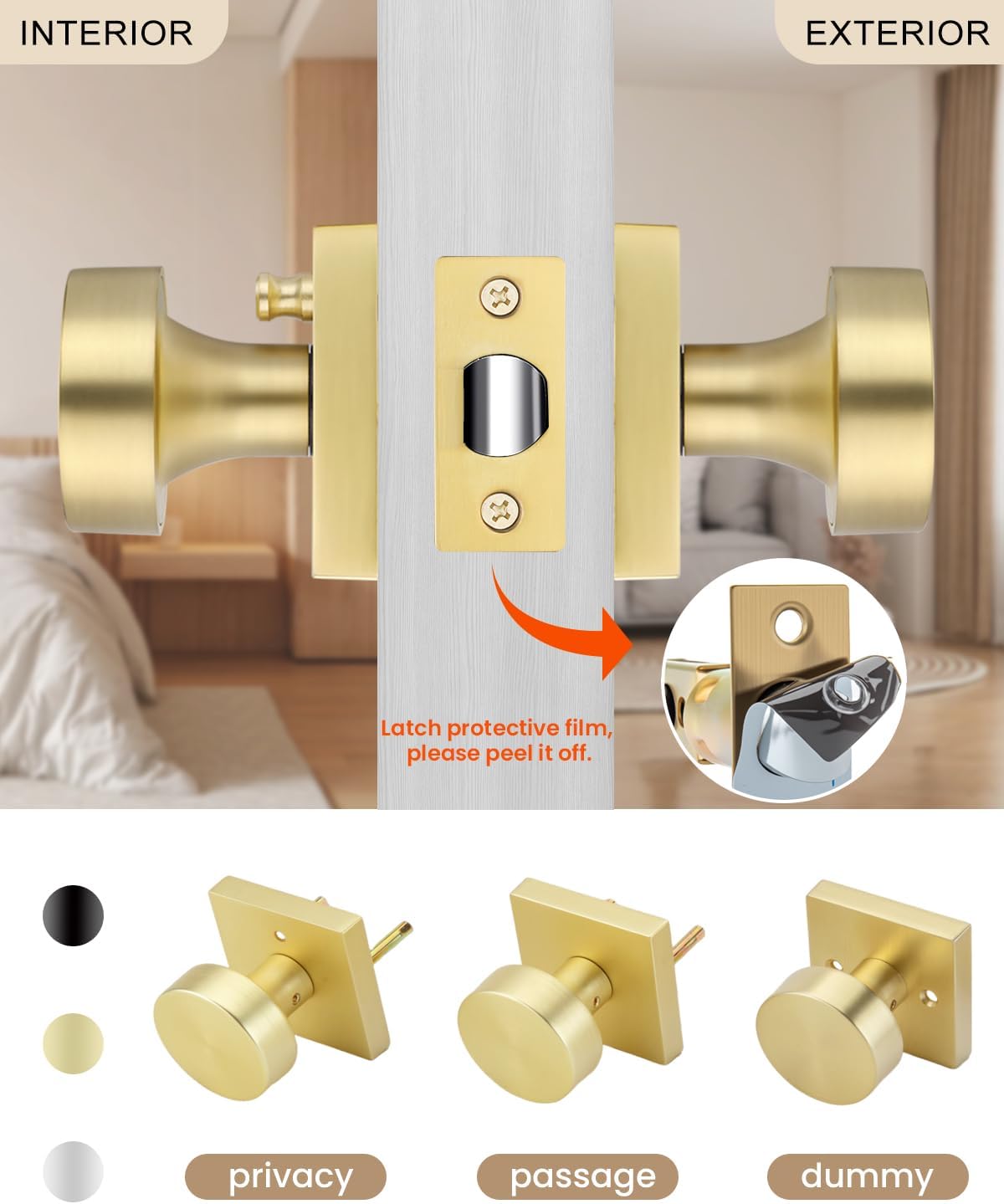 Detalle 2 de Haidms Interior Privacy Door Knobs, Zinc Alloy