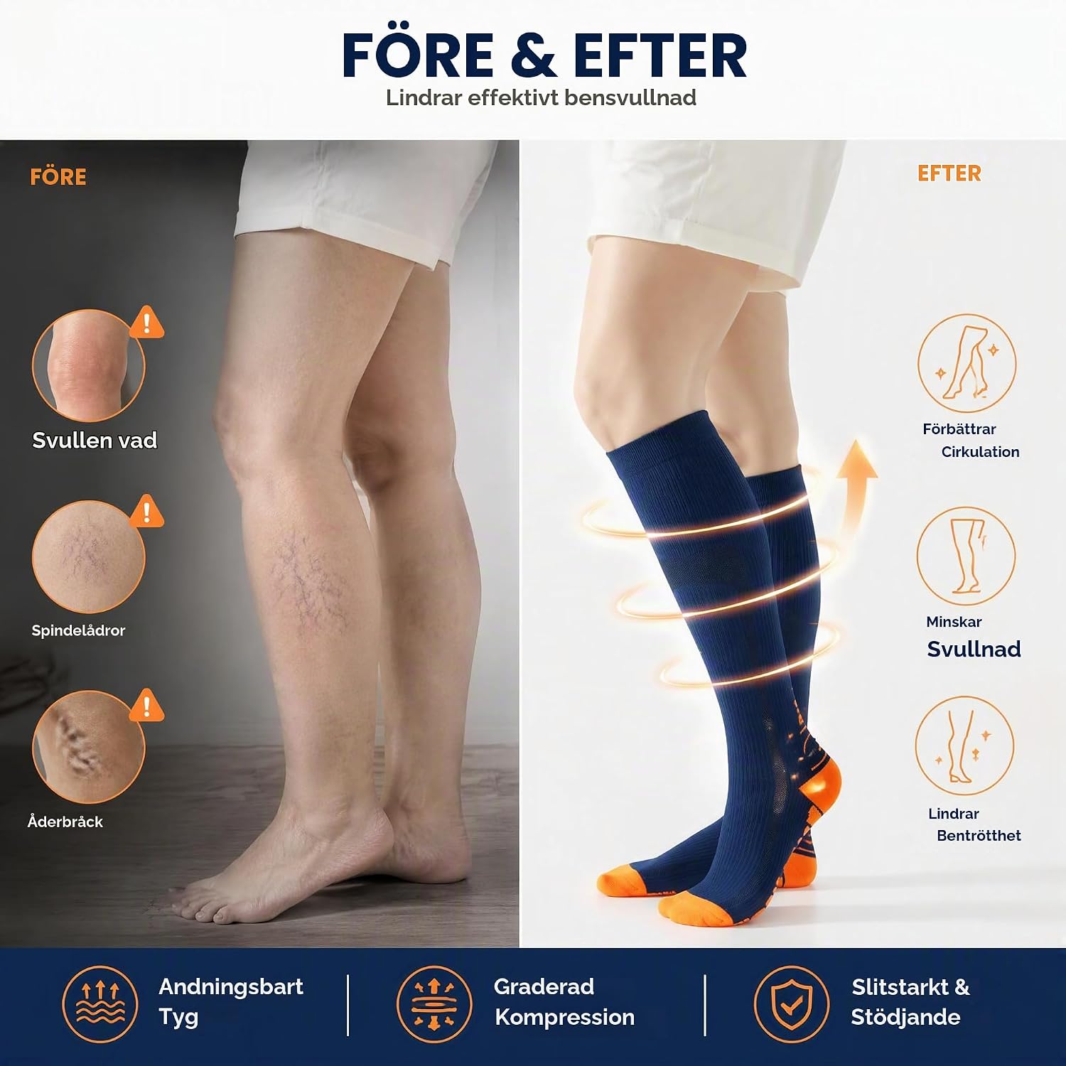 Detalle 2 de BISOUSOX kompressionsstrumpor 15–20 mmHg, unisex, 2 par