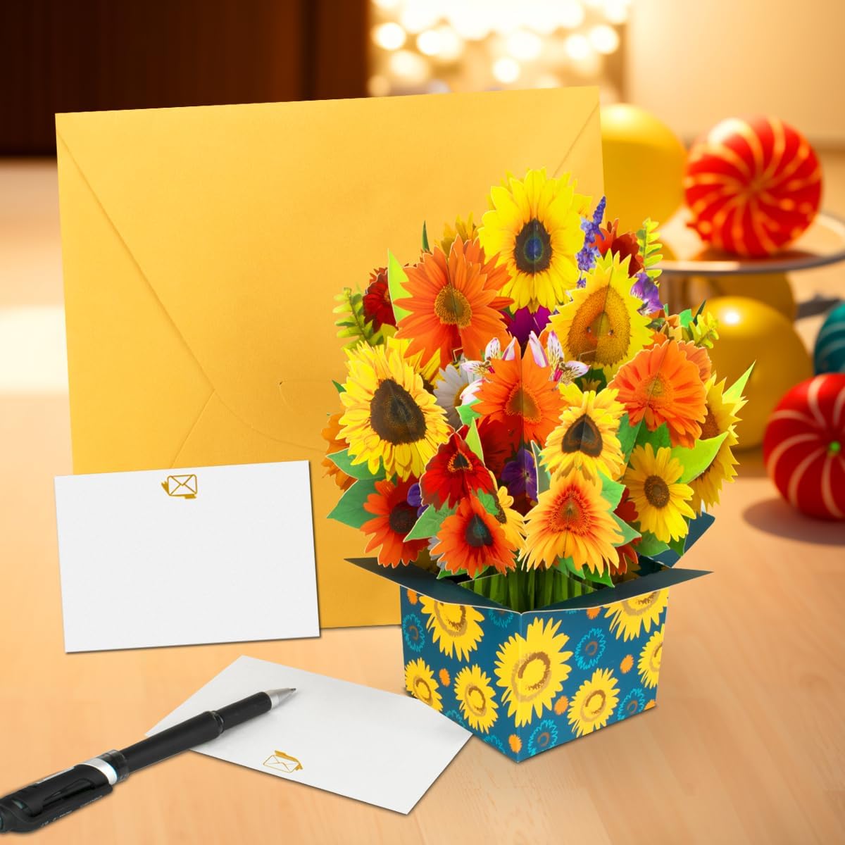 Thumbnail 4 de CNLITIHEKA Pop Up Sunflower Bouquet 3D Greeting Card (Get Well Soon / Birthday) with Envelop
