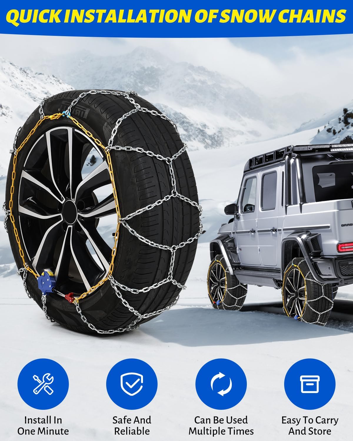 Thumbnail 1 de Auto Tightening Snow Chains HKN140 1 Min Fit