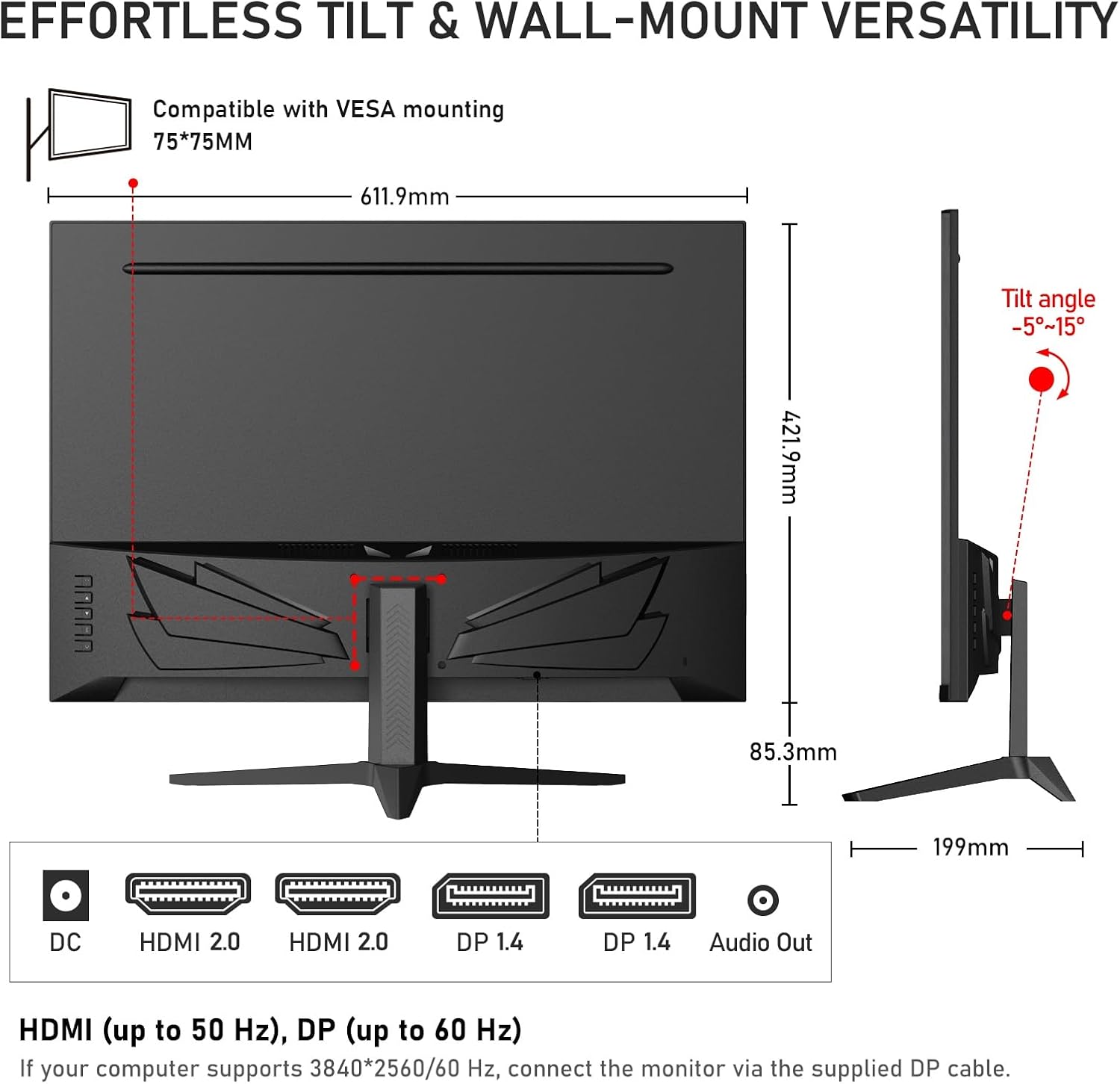 Detalle de Gawfolk 28-Inch 4K IPS Monitor with 3:2 Aspect and Built-In Speakers