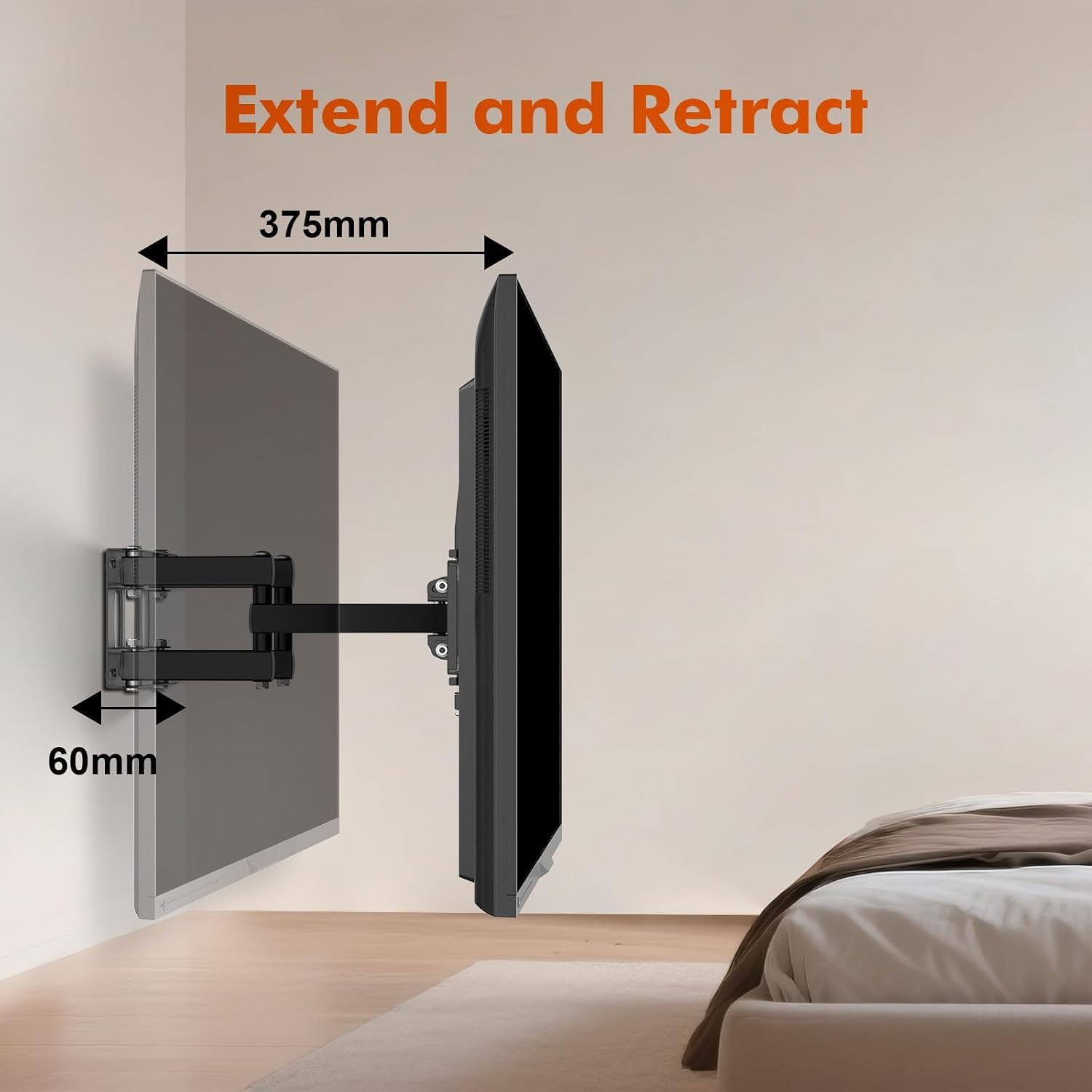 Detalle de GRIFEMA GB1004-1 supporto TV a parete con doppio braccio, girevole e inclinabile (26–65 pollici, max VESA 400x400)