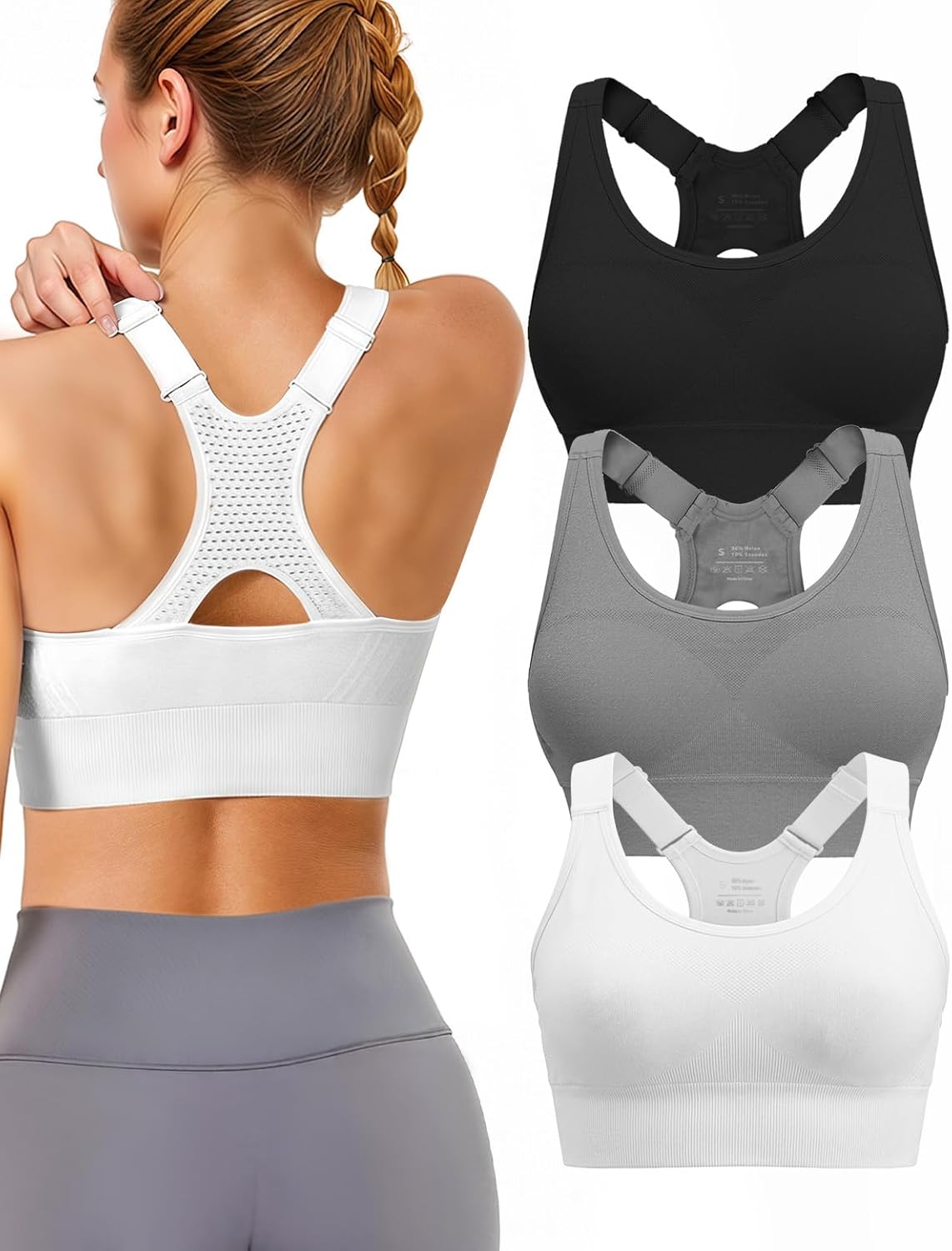 Thumbnail 6 de Tmeefee Adjustable Sports Bra 3-Pack, High Support