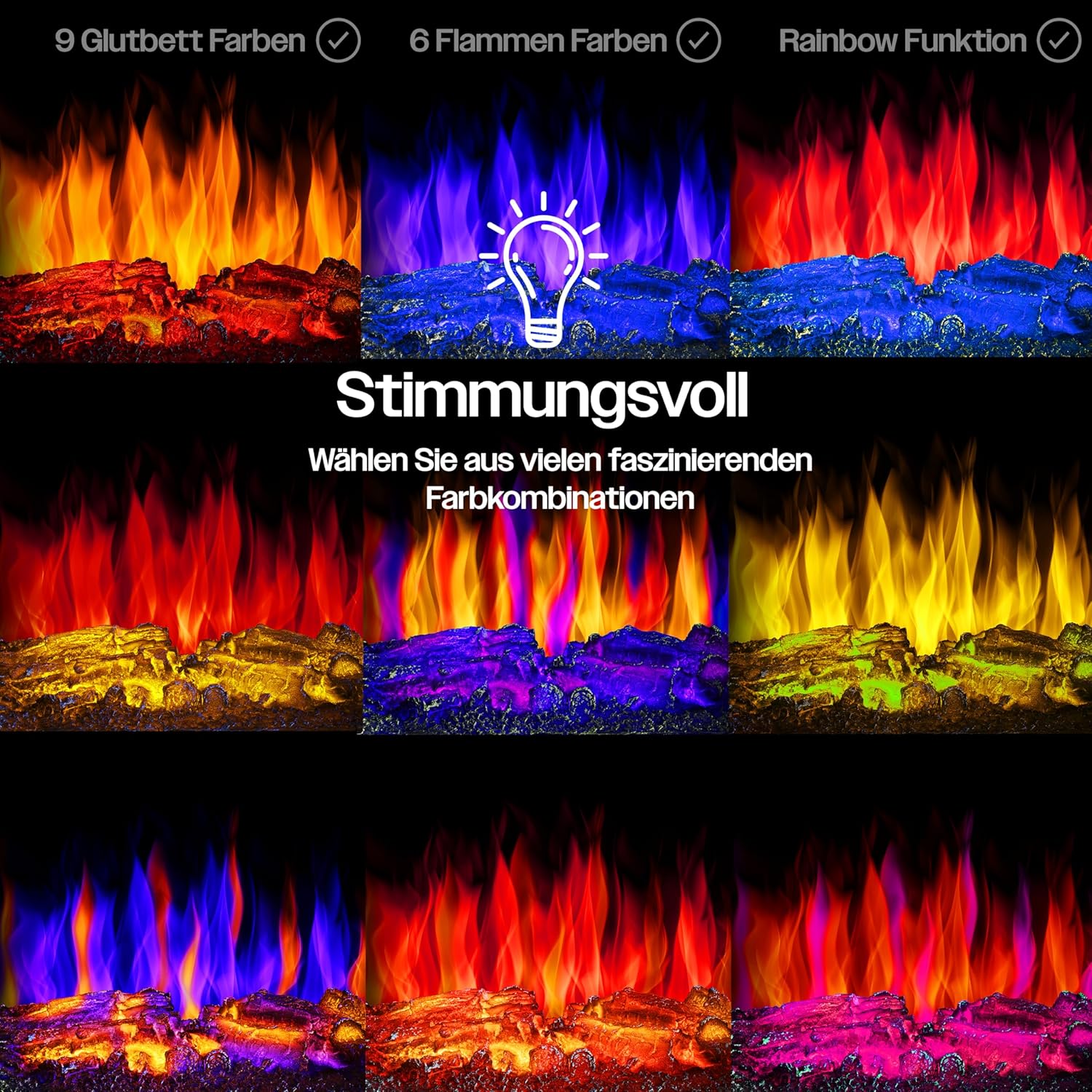 Thumbnail 6 de KESSER Elektrokamin 1800W Panorama-Sichtfenster