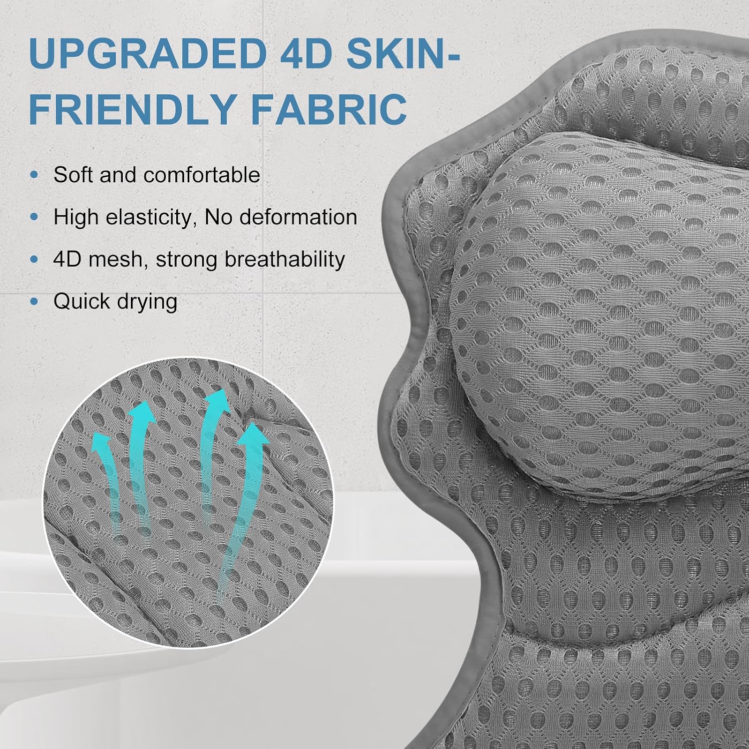 Thumbnail 3 de SetSail k079 Bath Pillow, Ergonomic 4D Mesh with Six Suction Cups