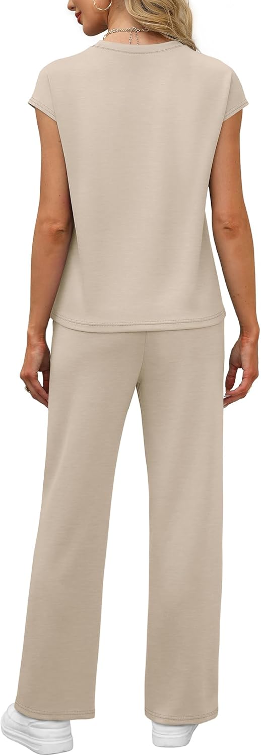 Thumbnail 4 de WIHOLL 2 Piece Sets for Women: Casual Summer Cap Sleeve Lounge Set