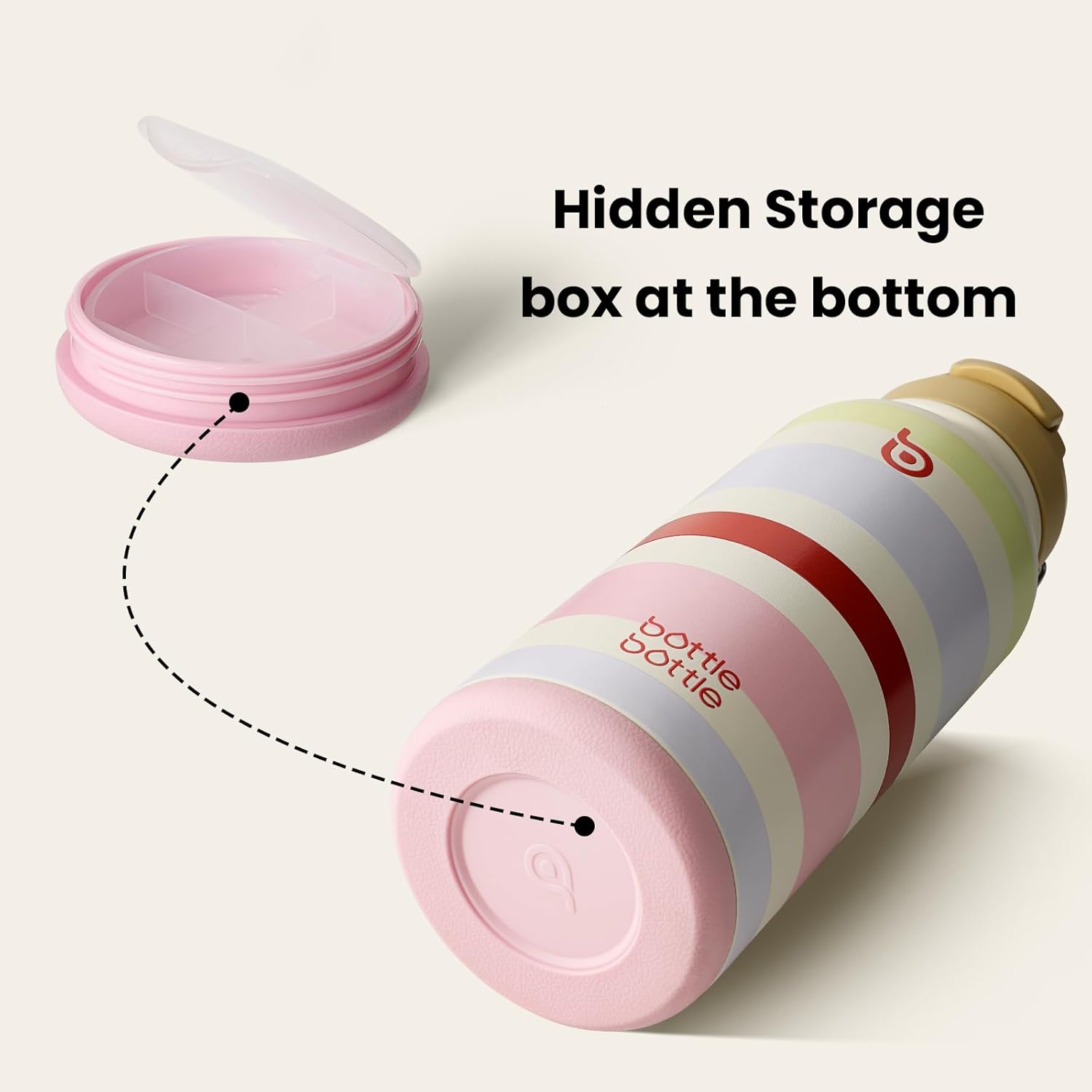 Thumbnail 1 de BOTTLE BOTTLE Edelstahl Trinkflasche 1 L mit Strohhalm – Auslaufsicher, doppelt isoliert, inklusive Pillenfach