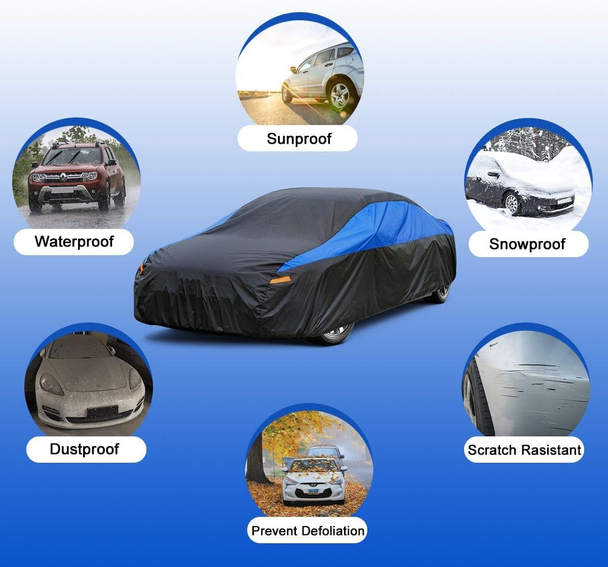 Thumbnail 2 de GUNHYI Car Cover Waterproof Breathable for Saloon Cars (470–490 cm) – Universal Fit