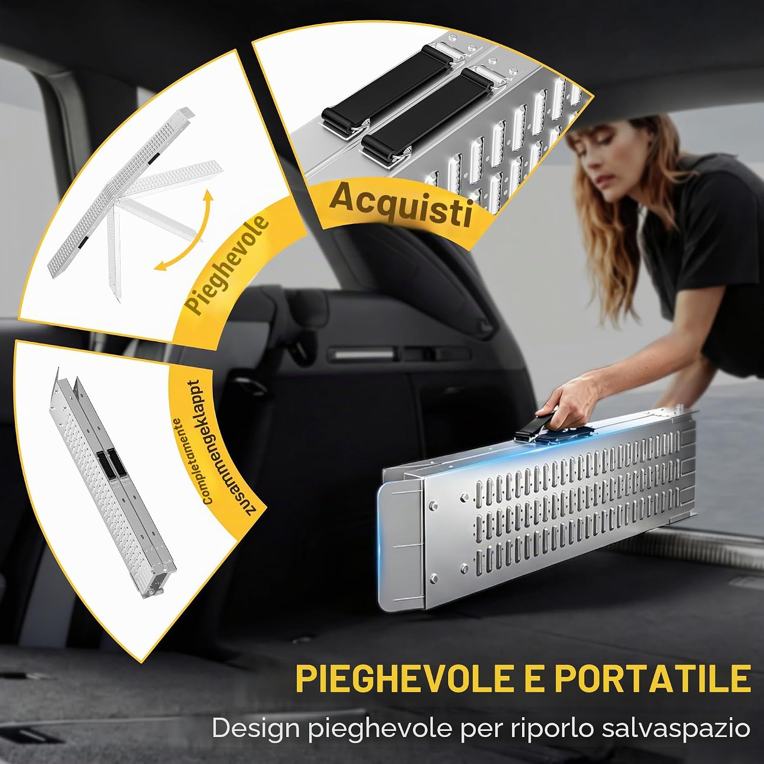 Thumbnail 4 de ACXIN - Rampa di carico pieghevole in acciaio zincato, set da 2 pezzi, portata 200 kg ciascuna