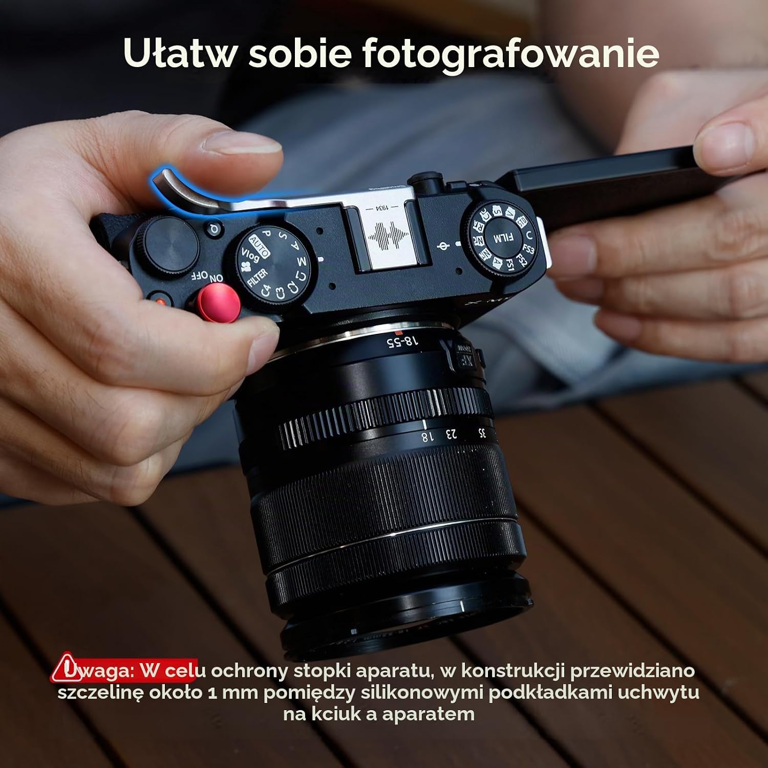 Thumbnail 6 de SMALLRIG 4877 – srebrny uchwyt kciuka do FUJIFILM X-M5 z przyciskiem migawki