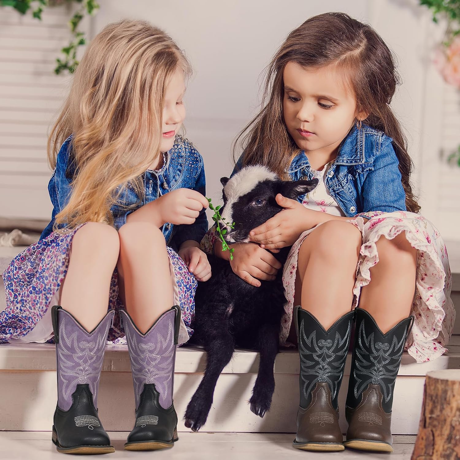 Thumbnail 4 de Rollda Kids Cowboy Boots, Square Toe Western Pull-On Boots for Boys and Girls