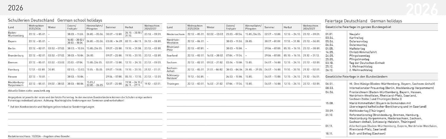 Thumbnail 6 de Idena 12059 bureaukalender 2026, liggend met weekindeling en spiraalbinding