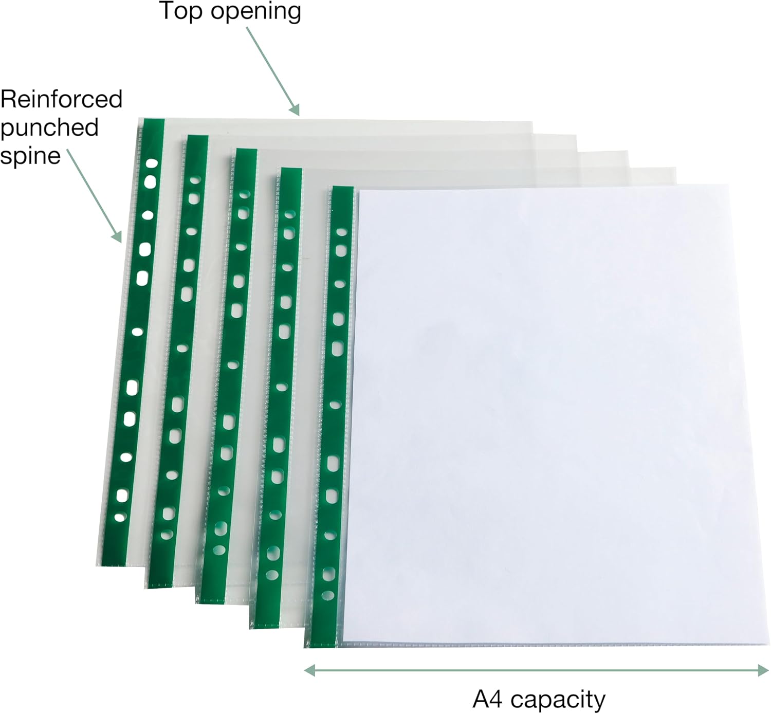 Thumbnail 2 de Summit A4 Glass Clear Punched Pockets – Pack of 200