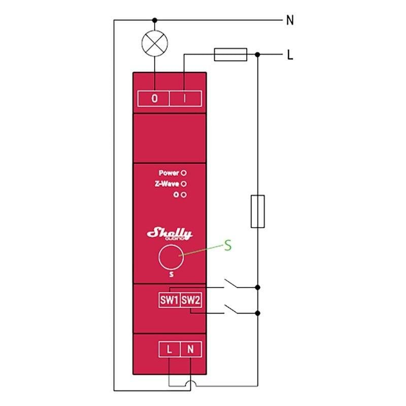 Detalle 2 de Shelly Pro 1PM: Relé Wi-Fi/LAN/Bluetooth con monitorización energética para uso profesional y doméstico