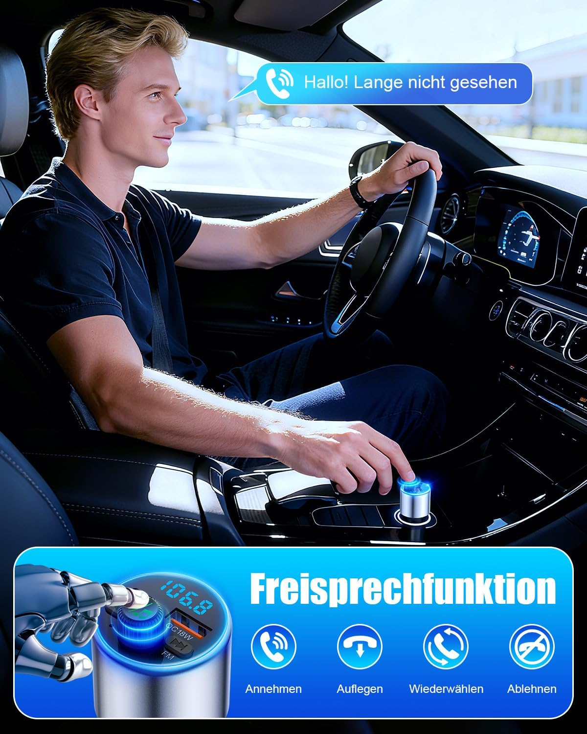Detalle 2 de EOIWUY BC19 Bluetooth 5.3 FM Transmitter mit PD36W
