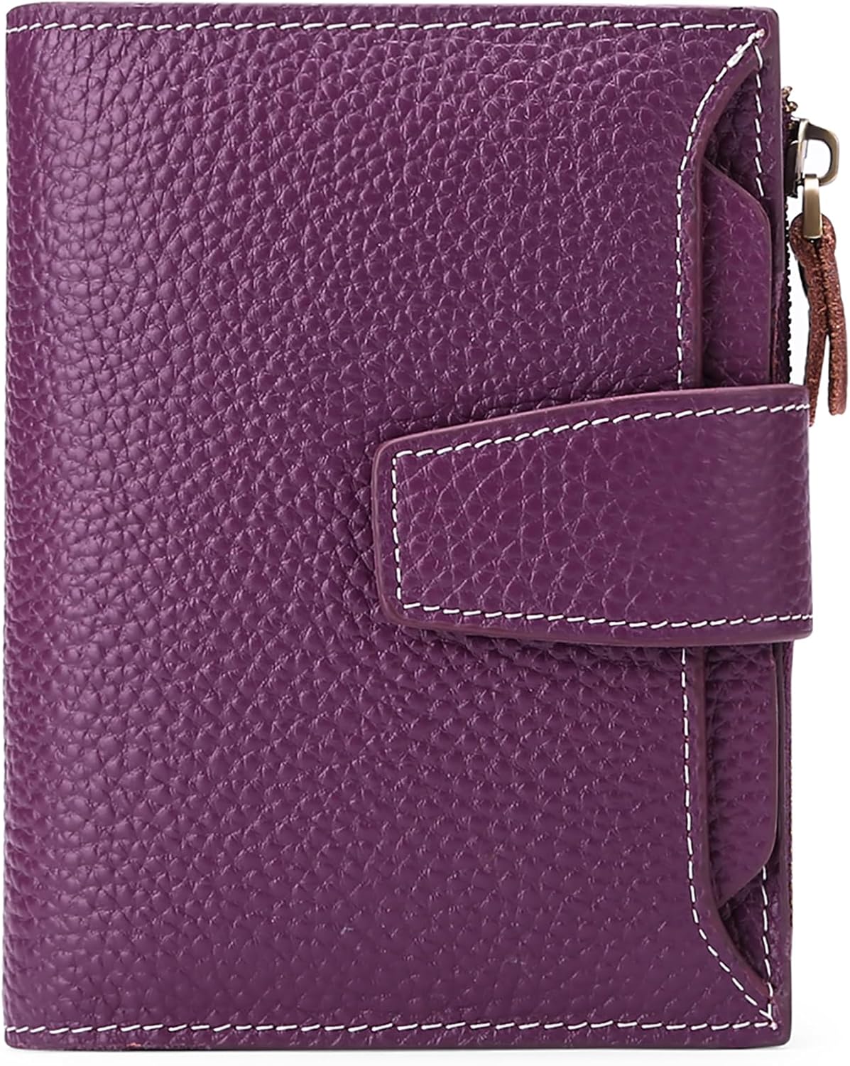 Detalle de SENDEFN Women's RFID Blocking Leather Small Compact Bi-fold Zipper Pocket Wallet Card Case Purse with ID Window