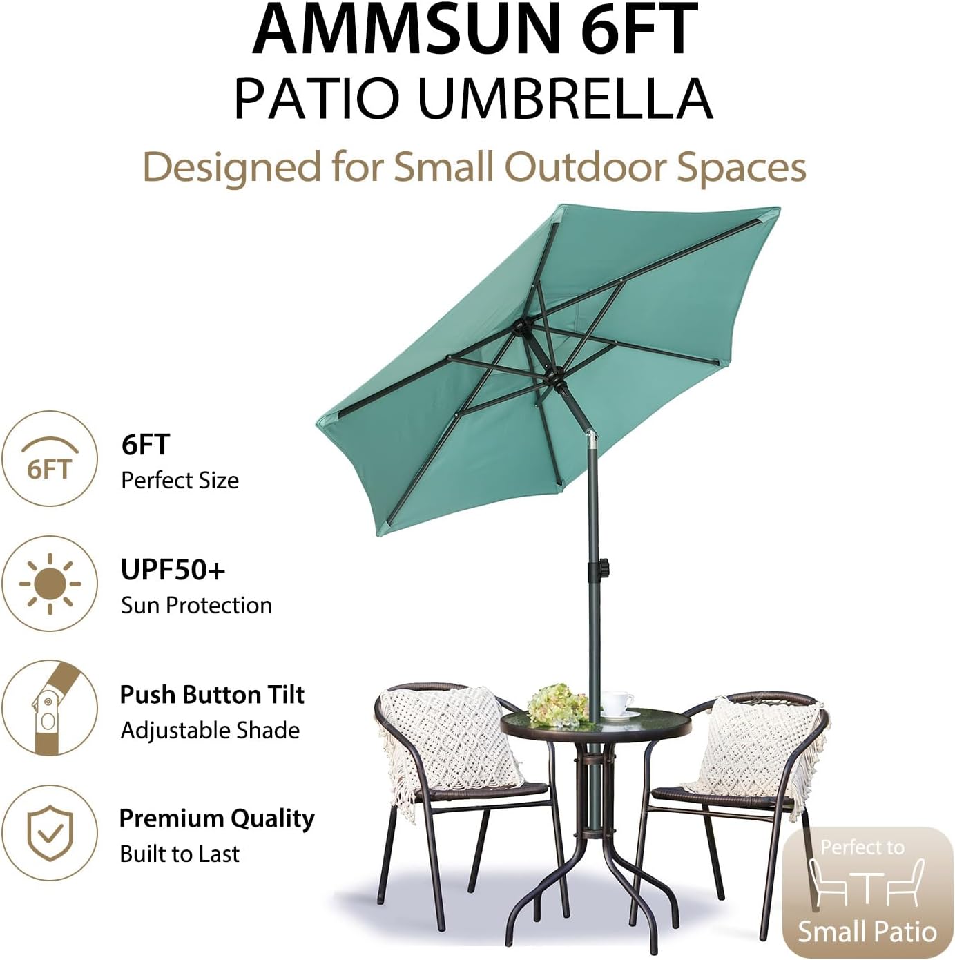 Thumbnail 1 de AMMSUN Patio Umbrella, 6 ft