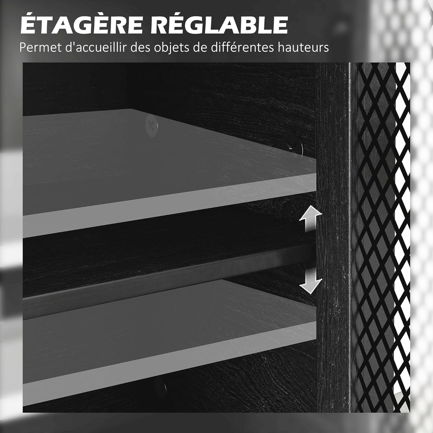 Detalle de HOMCOM Buffet Bas 4 Portes – Style Industriel, Noir, 150 x 40 x 85 cm