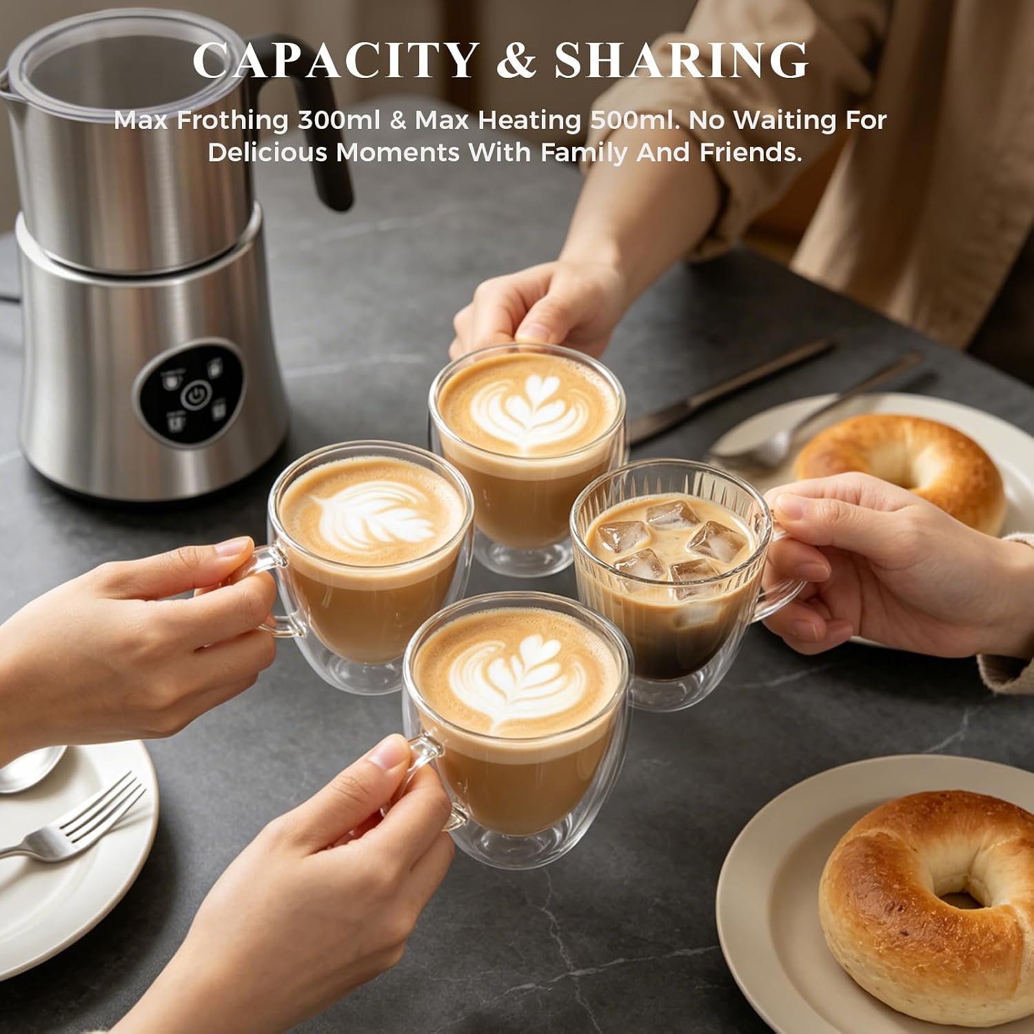 Thumbnail 6 de Electric Milk Frother and Steamer with 500 mL Heating Capacity