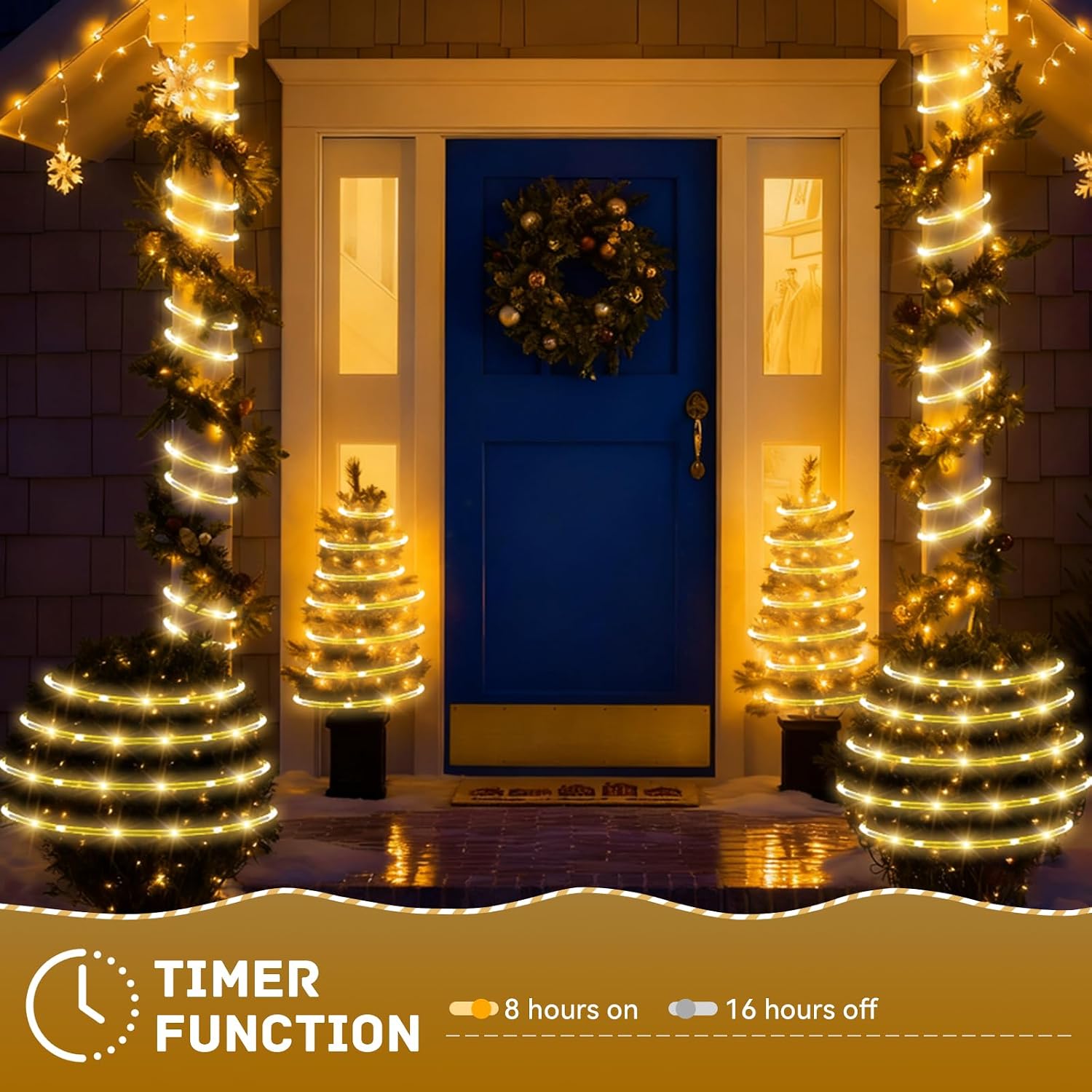 Detalle de Auting Lichterschlauch Außen mit Fernbedienung, 13 m – 200 LEDs, IP65, dimmbar, Timer