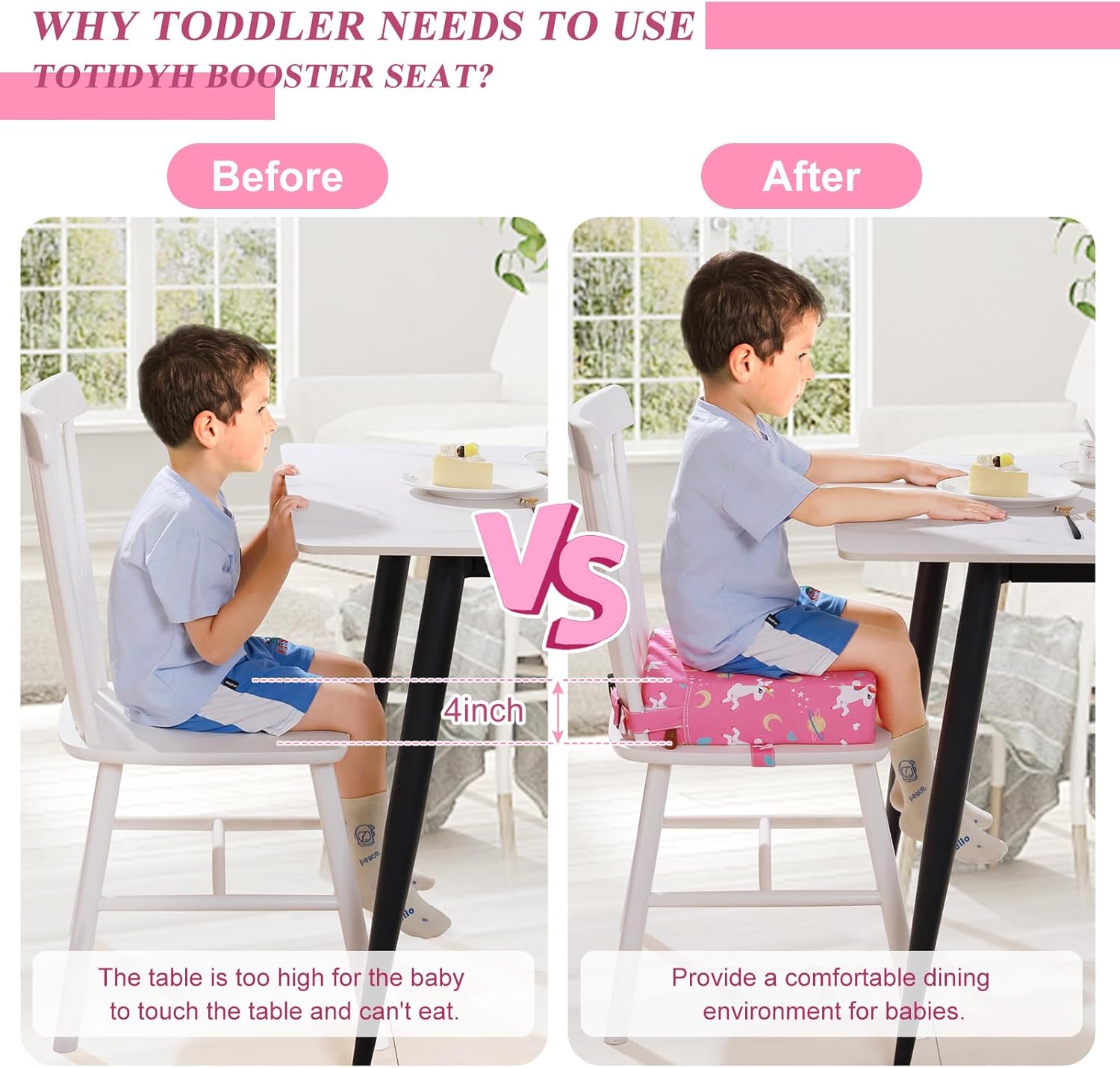 Detalle 2 de TOTIDYH Toddler Booster Seat for Dining Chair