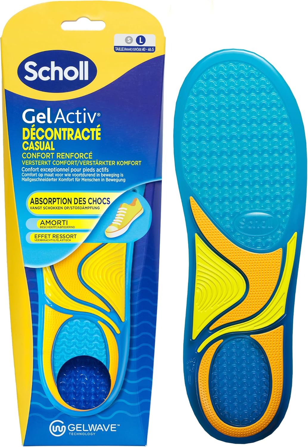 Dr. Scholl's Semelles GelActiv Décontracté pour hommes – GelWave et mousse mémoire, taille 40–46,5