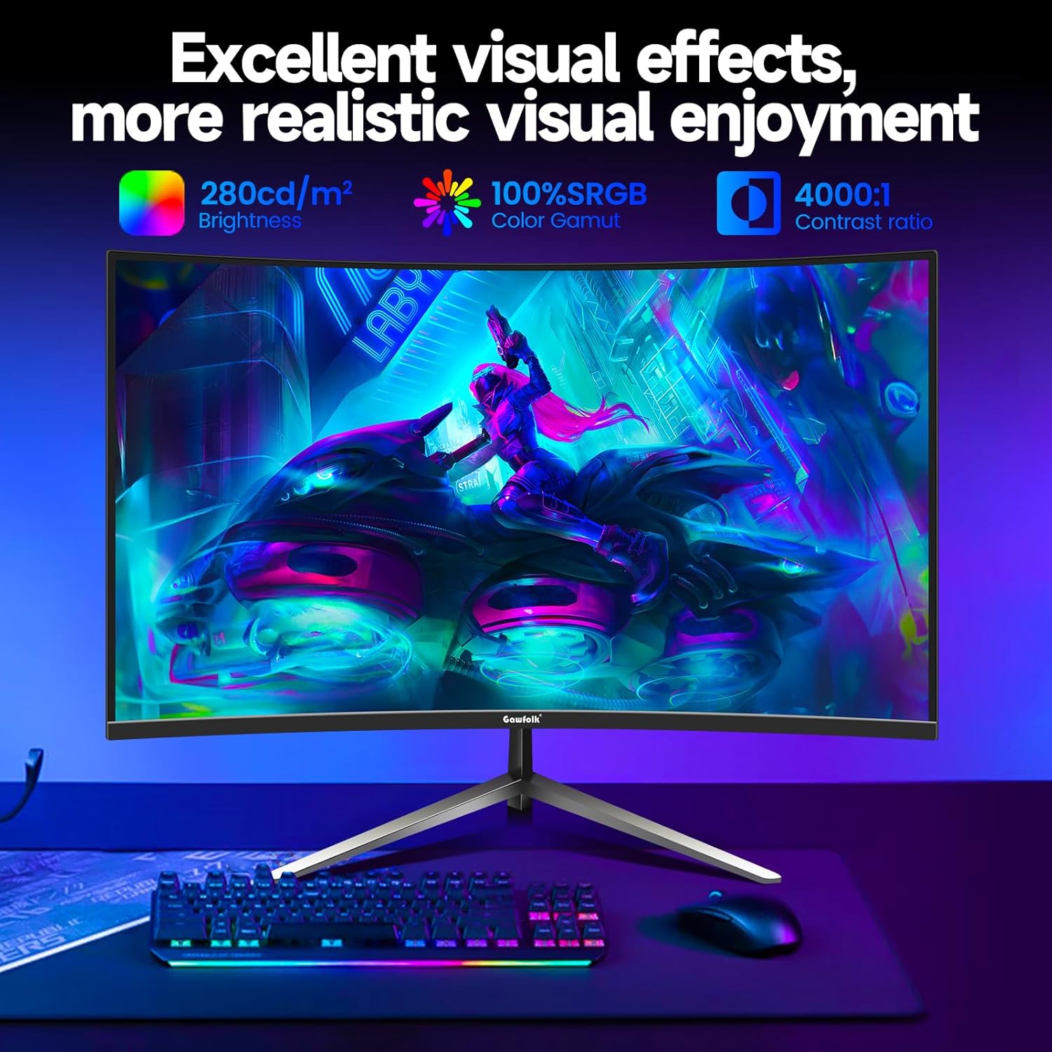 Thumbnail 3 de Gawfolk 32 Inch Curved Gaming Monitor 240Hz