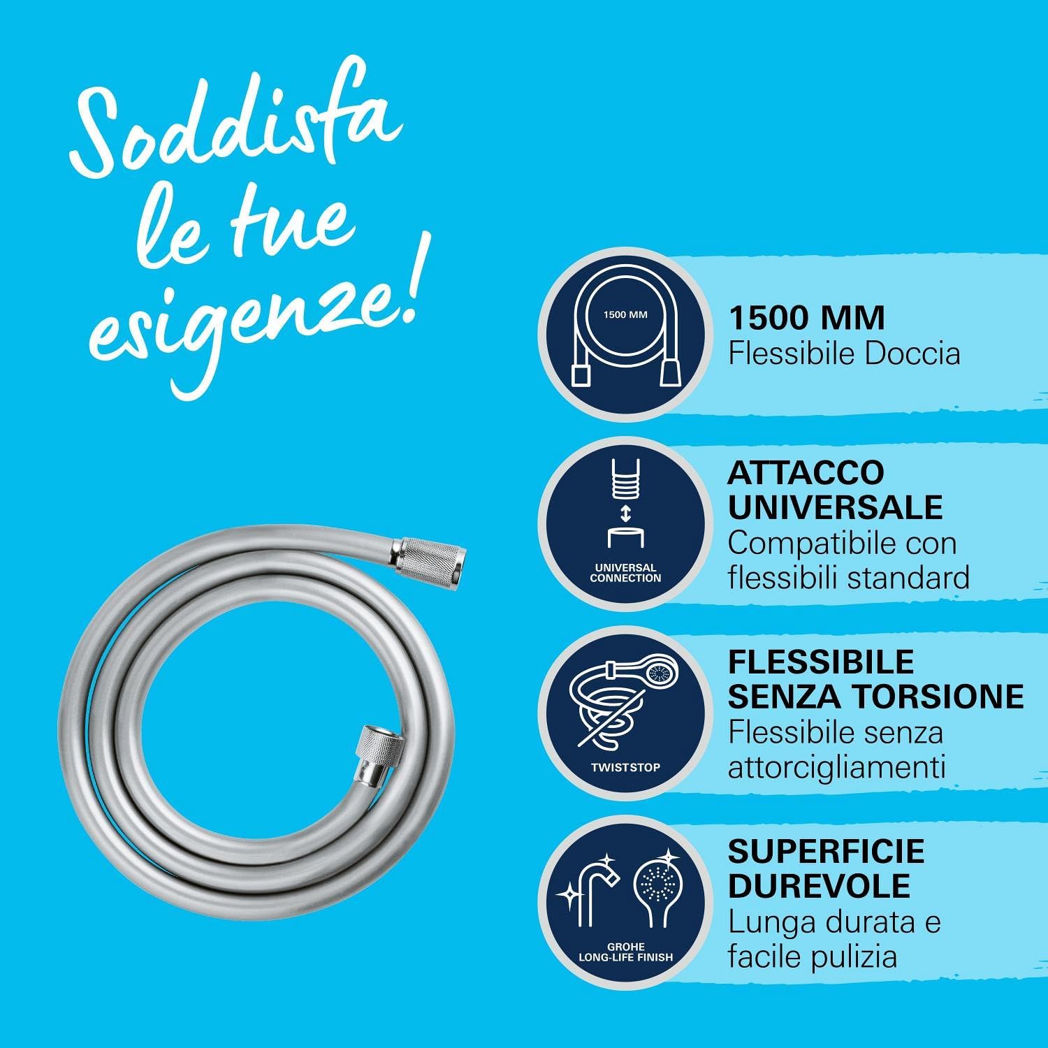Thumbnail 3 de GROHE QUICKFIX VitalioFlex Trend: Flessibile doccia in metallo da 1500 mm