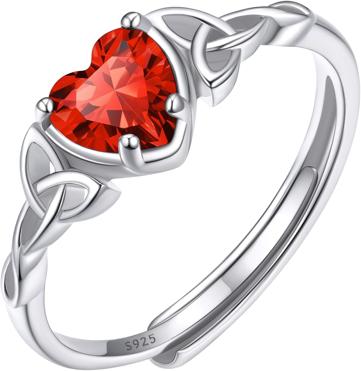 Thumbnail 6 de ChicSilver ChicSilver Ring 925 Silber Damen – verstellbarer Herz-Geburtsstein-Ring mit keltischem Knot & Zirkonia