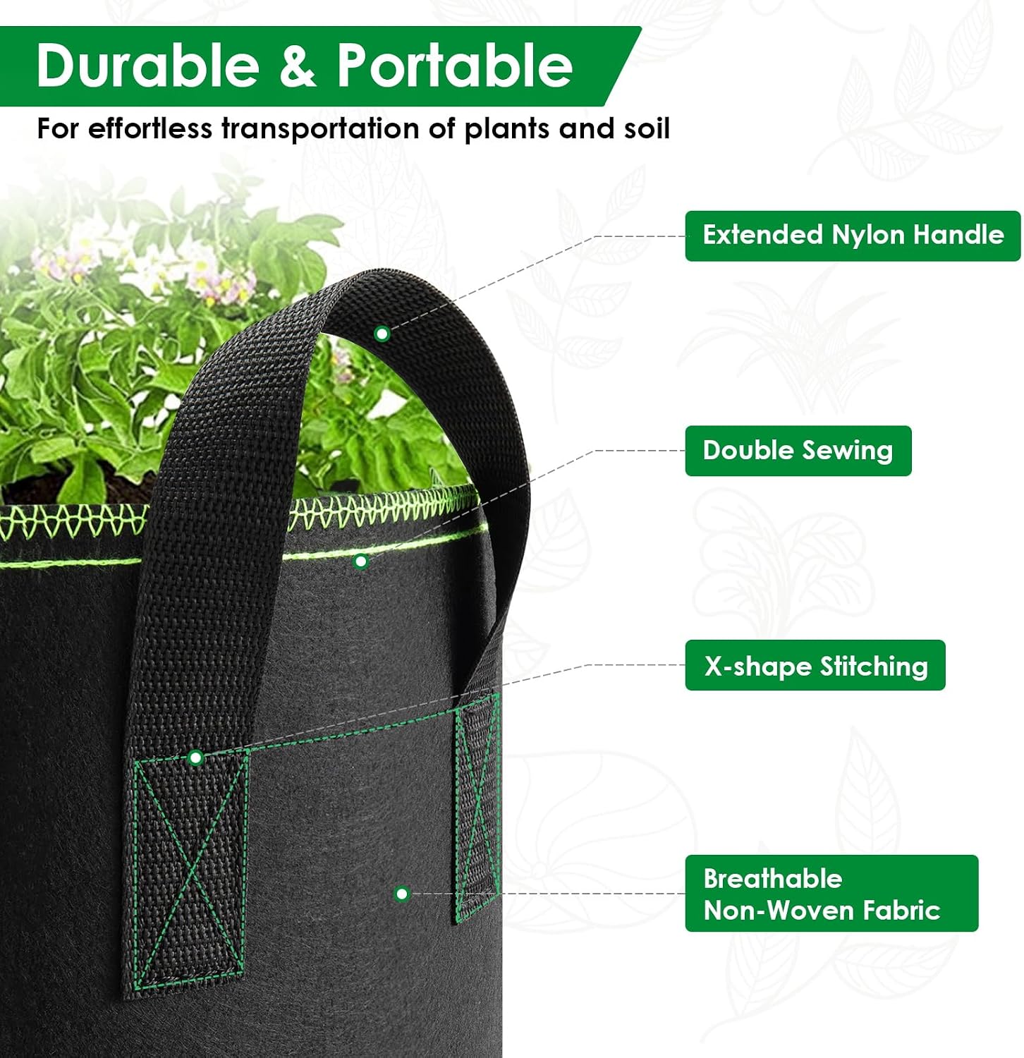 Thumbnail 2 de Vinitoy 3 Gallon grow bags 12L, 5 pack