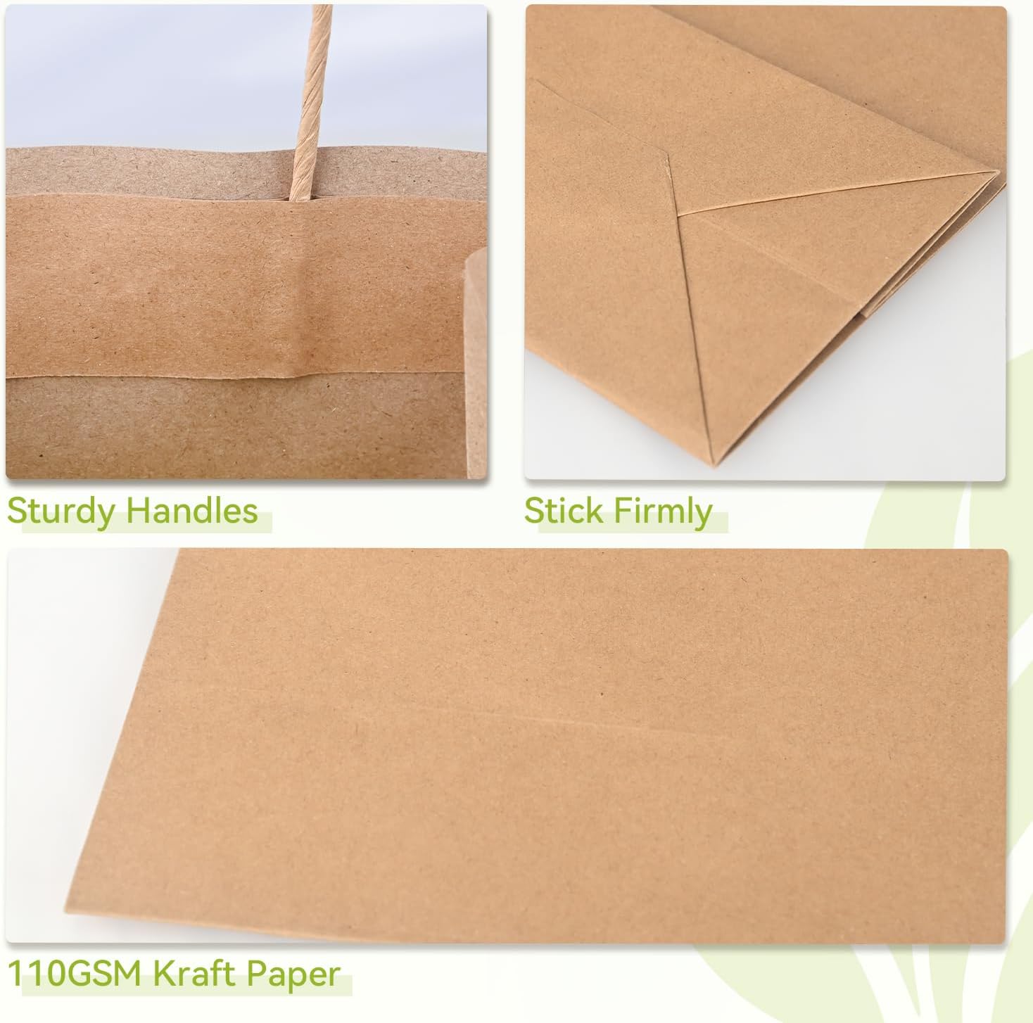 Detalle de Brothersbox 100-Pack Kraft Paper Gift Bags with Handles, 8 x 4.76 x 10 Inches
