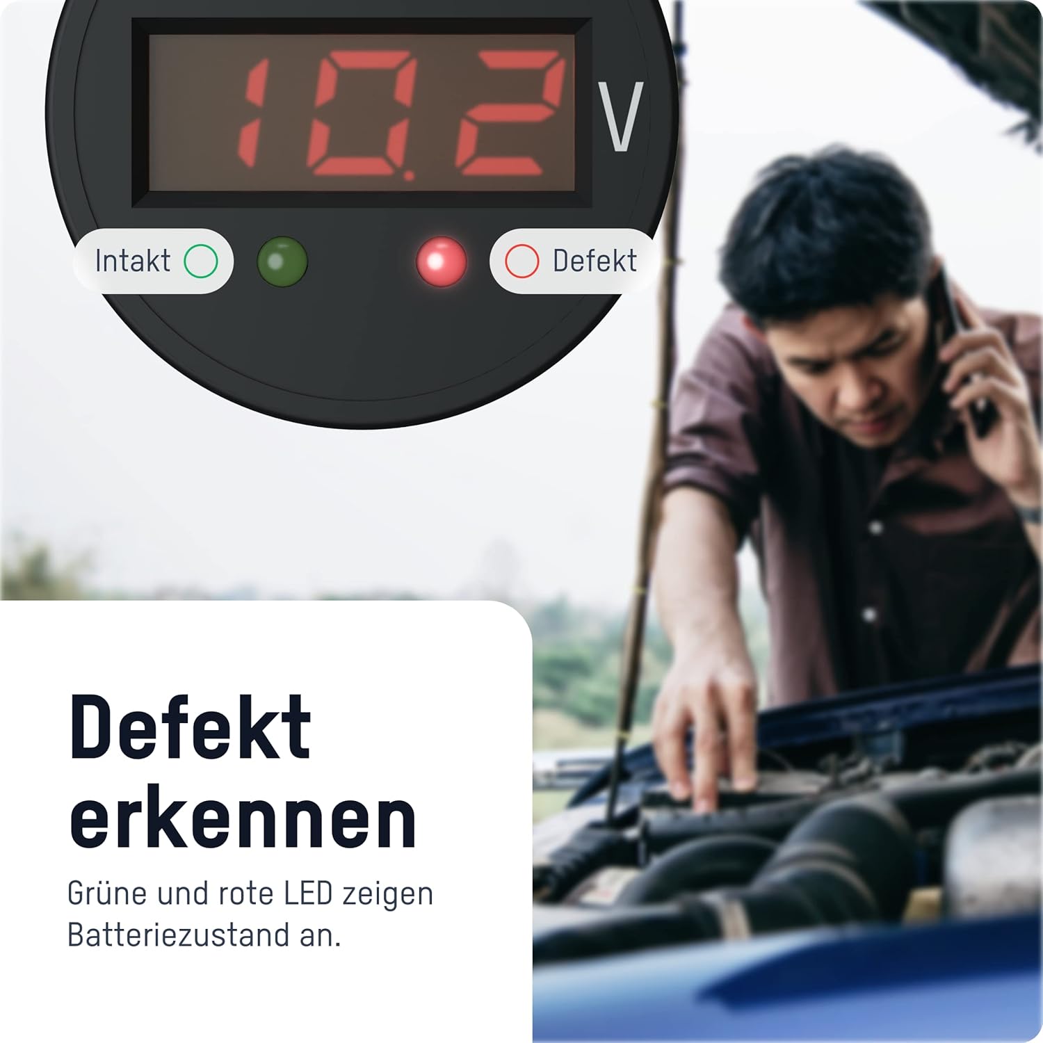 Thumbnail 1 de ANSMANN Power Check 12/24V Spannungsmesser für Zigarettenanzünder – LED-Voltmeter für 12- und 24-V-Autobatterien
