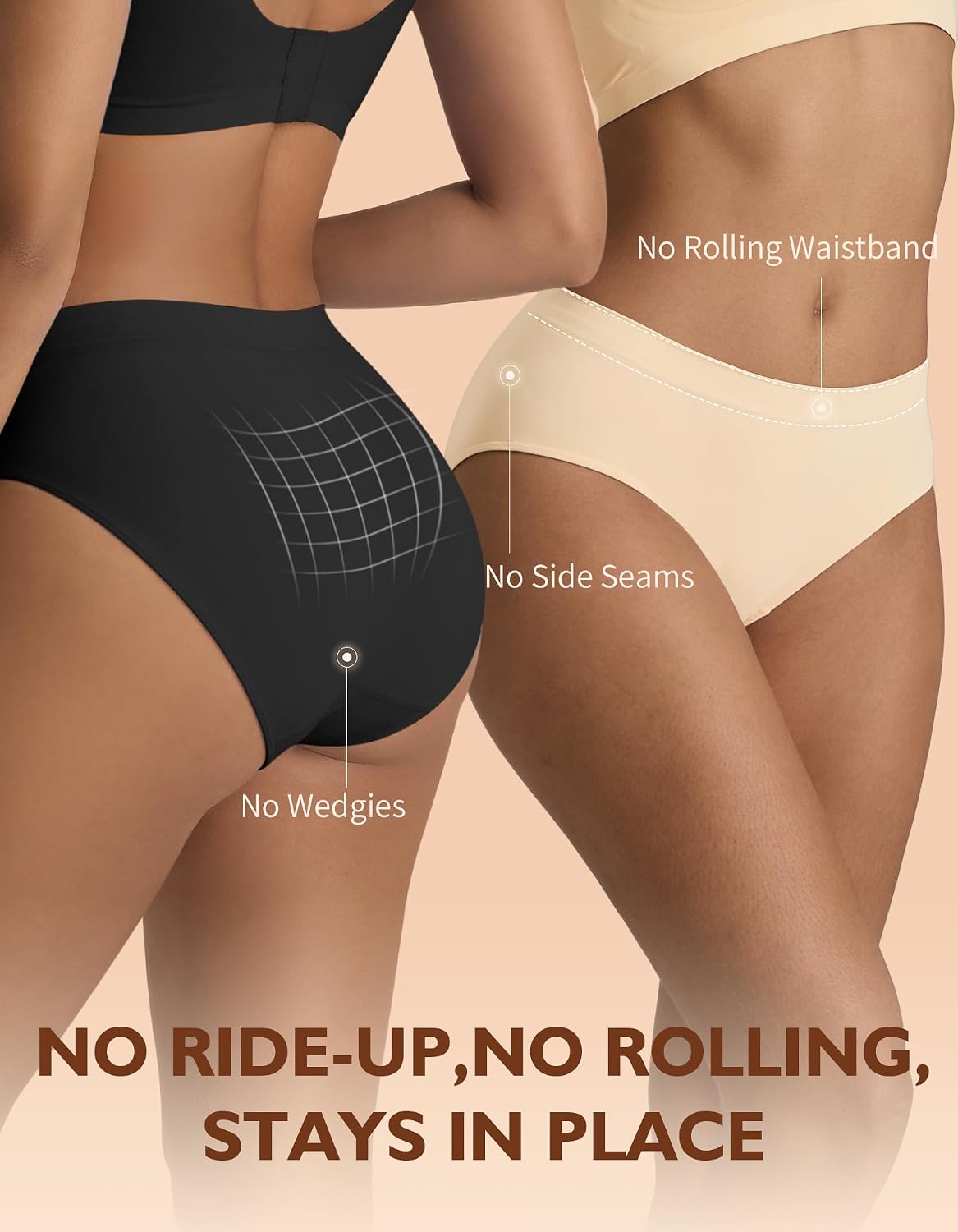 Detalle de CLOSEMATE Women's Mid-Rise Underwear, Stretch Full-Coverage Briefs