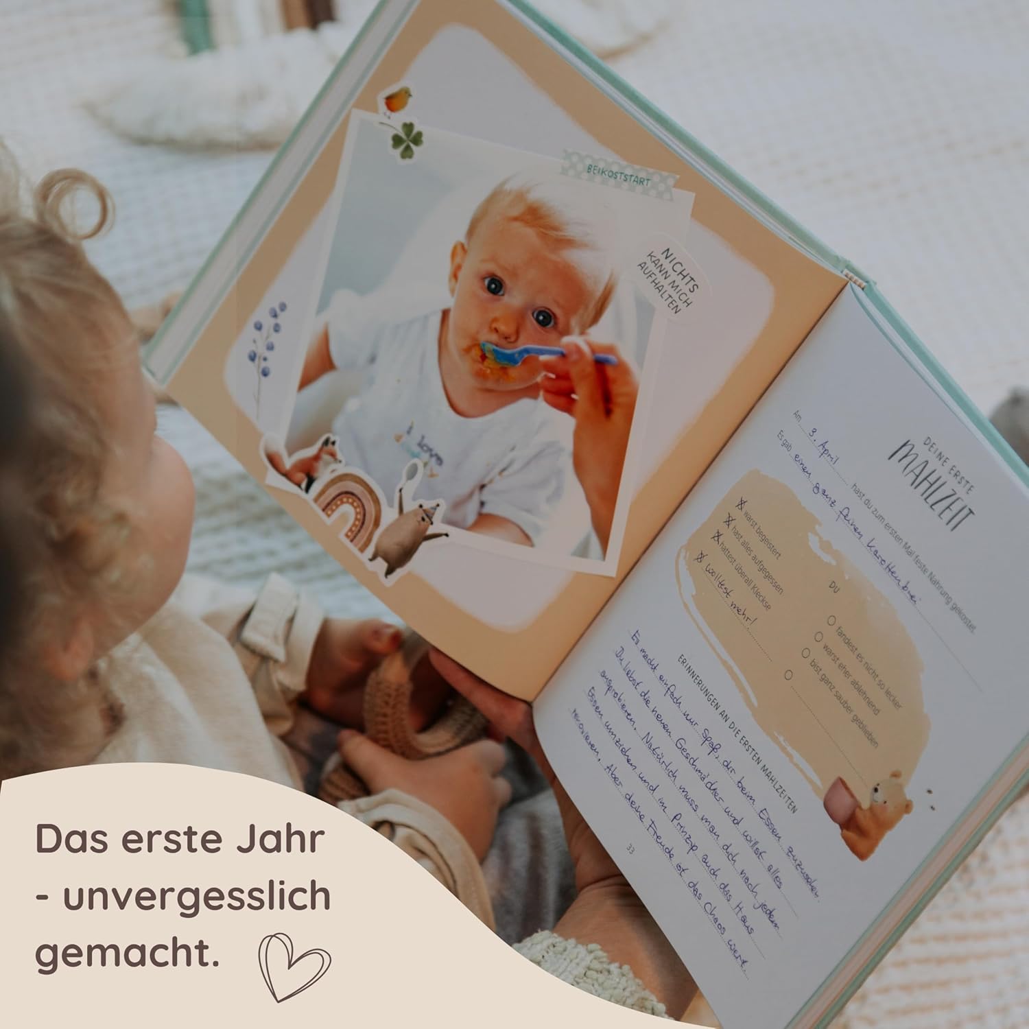 Thumbnail 1 de Mein erstes Jahr Babyalbum – Erinnerungsbuch mit Goldprägung, 80 Seiten (Natur)