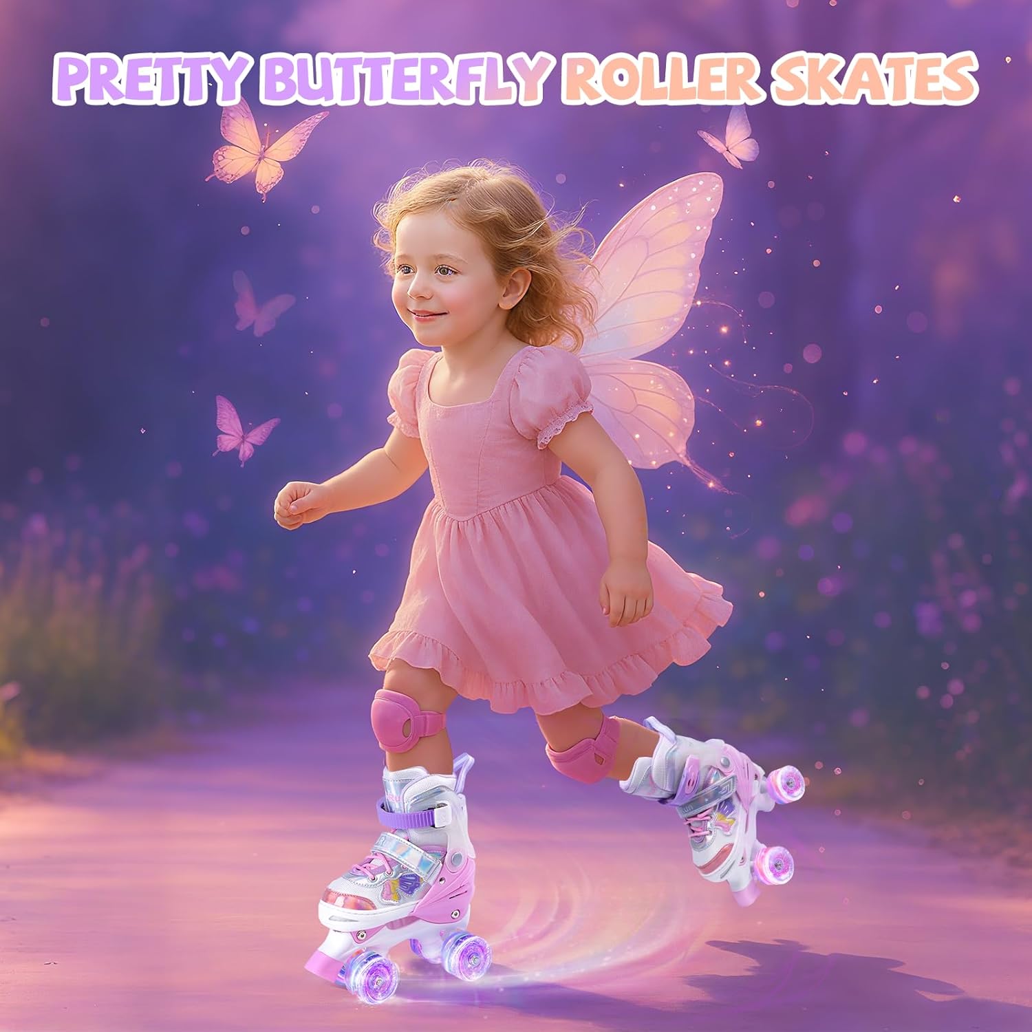 Detalle de HolaDream Adjustable Kids Roller Skates with Light Up Wheels and Safety Protection