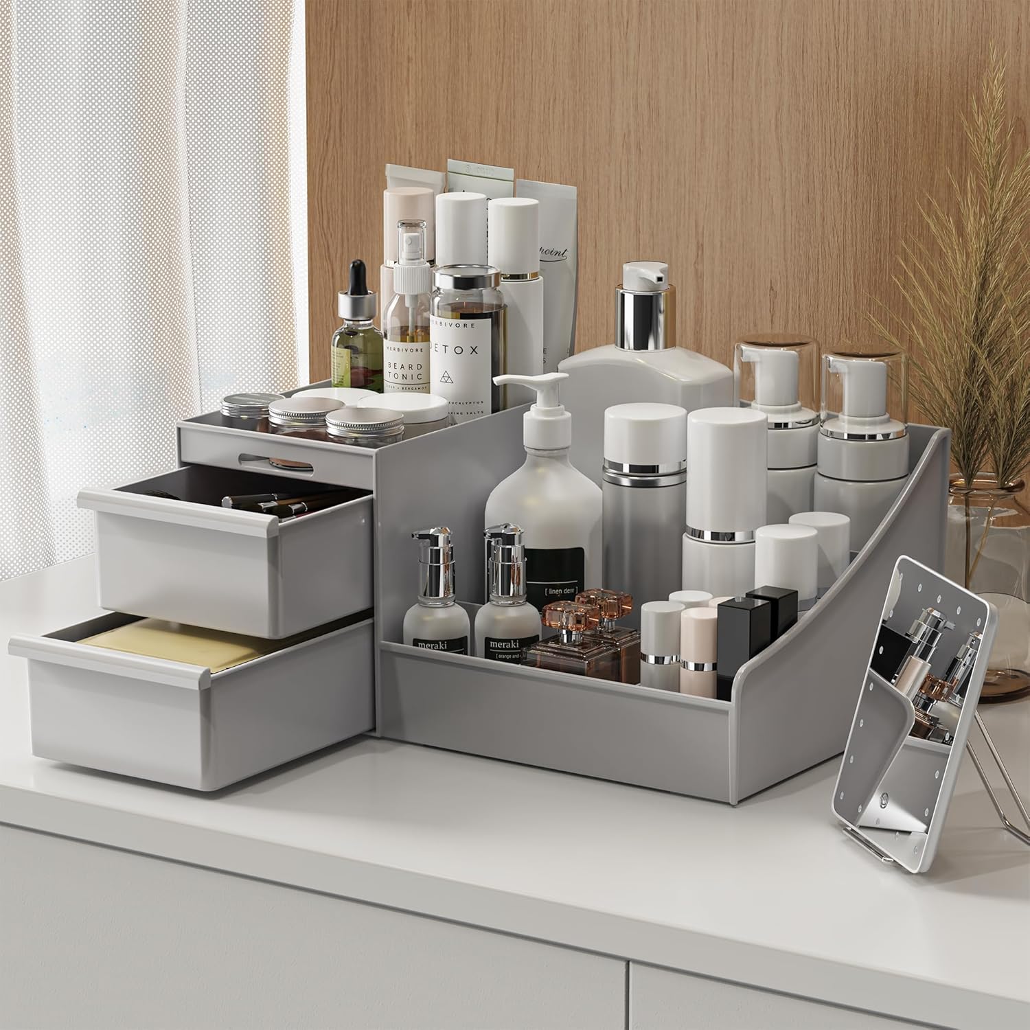 Thumbnail 1 de DancesCat Makeup Organizer Storage Drawers (Grey) – Large-Capacity vanity and desk storage with drawers