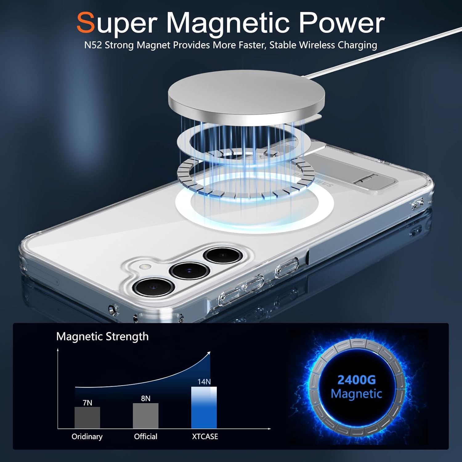 Thumbnail 2 de XTCASE Cover Magnetica per Samsung Galaxy S25 5G con supporto regolabile e trasparente