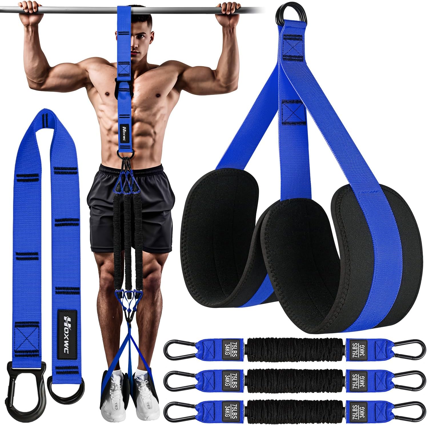 Detalle de HOXWC Pull Up Assistance Bands, Adjustable 3-Level Nylon Pull-Up Set
