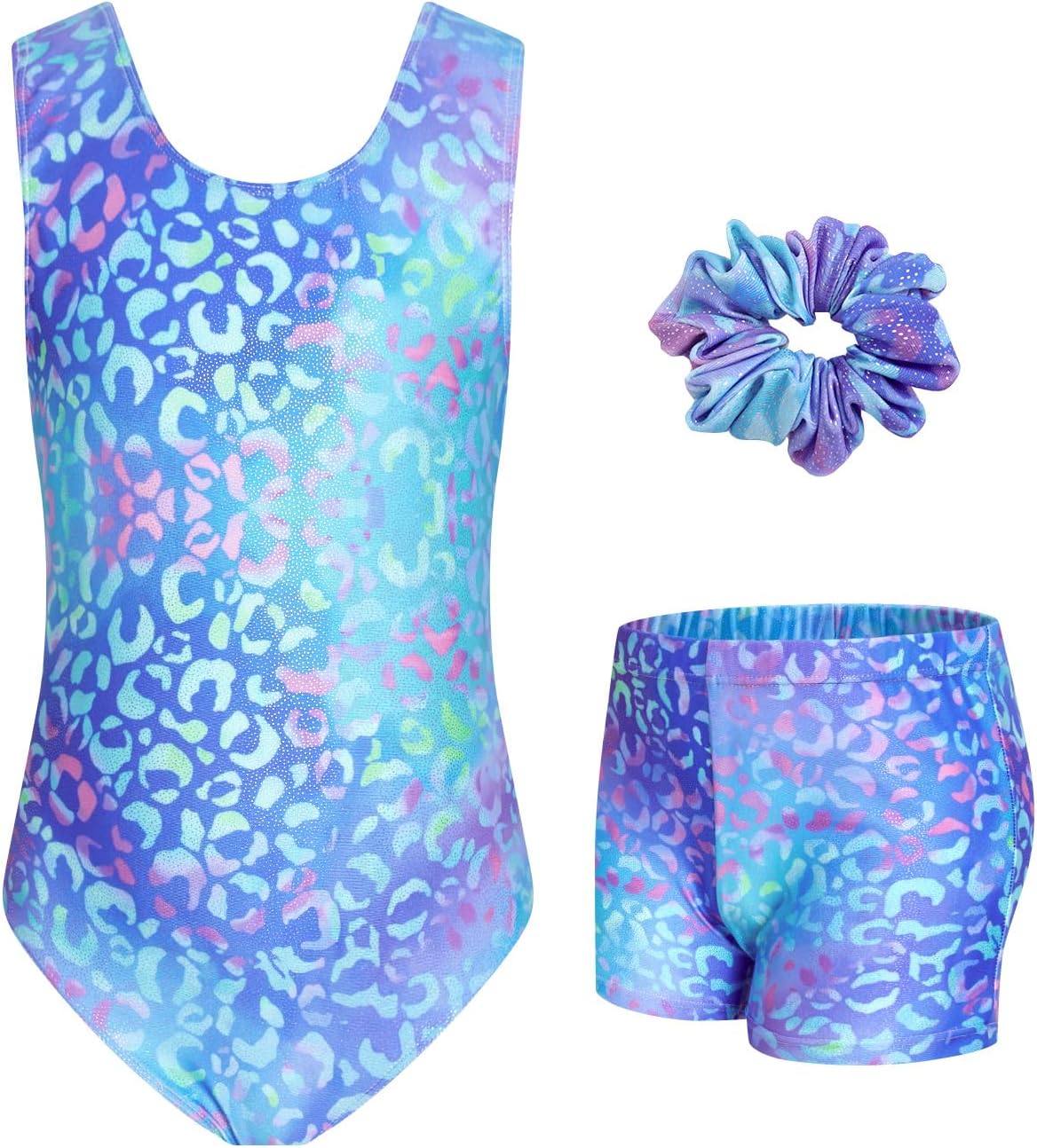 Thumbnail 6 de JiAmy Girls’ Sparkly Sleeveless Gymnastics Leotard and Shorts Set, Ages 3–12