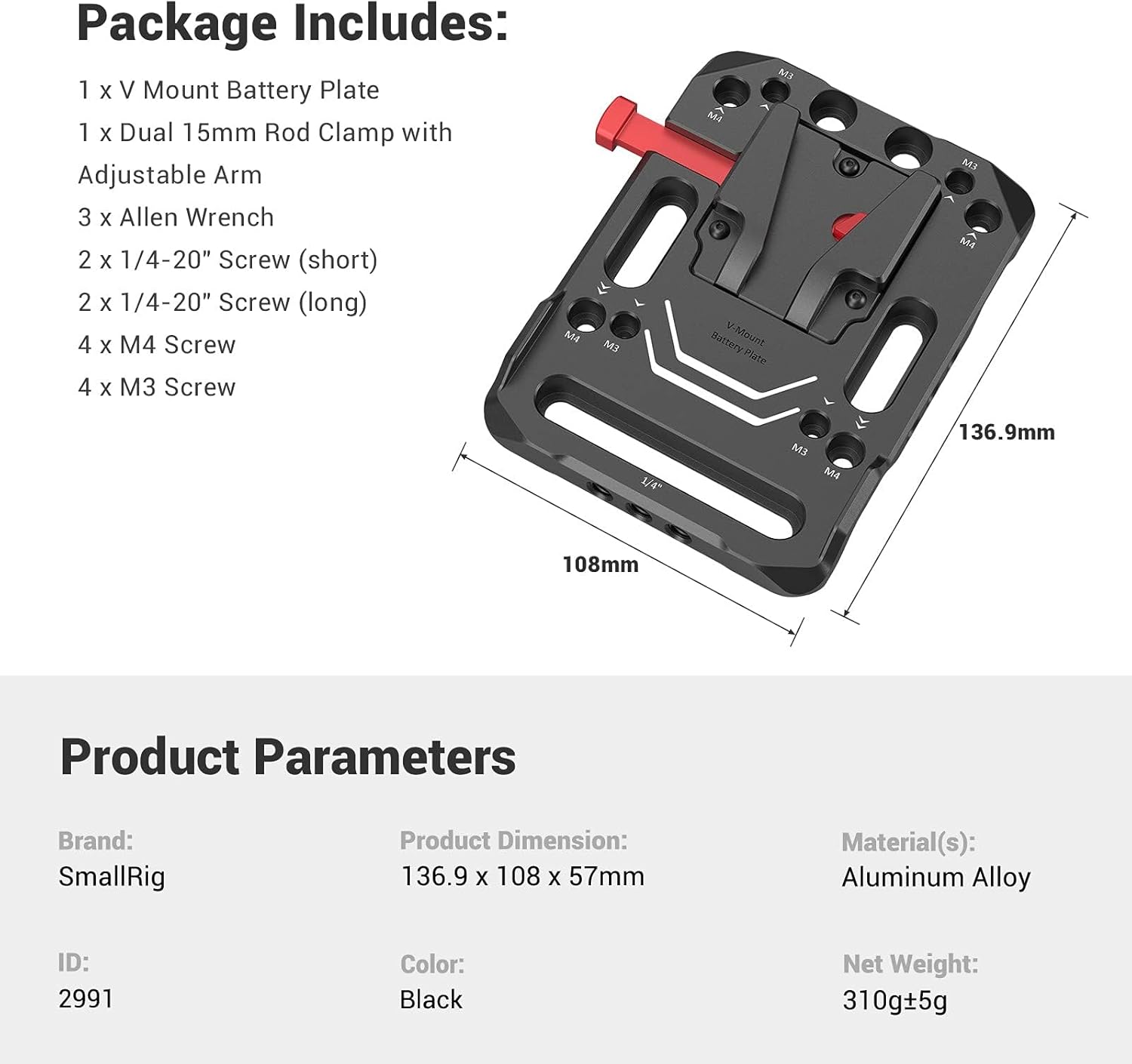 Thumbnail 6 de SMALLRIG V Mount Plaque avec Bras Réglable – 2991