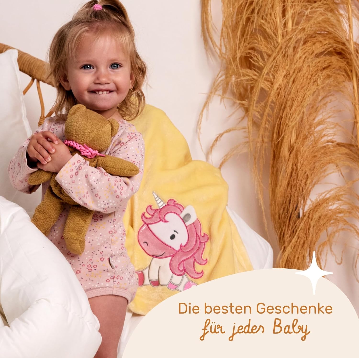 Thumbnail 5 de Be Mammy Coperta calda per bambini con peluche regalo e motivi 3D (Blu Polvere - Unicorno)