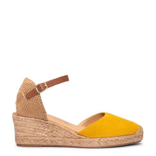 Detalle de Espadrilles à Talon compensé en Cuir Jaune miMaO — EU 37, confort et élégance espagnole