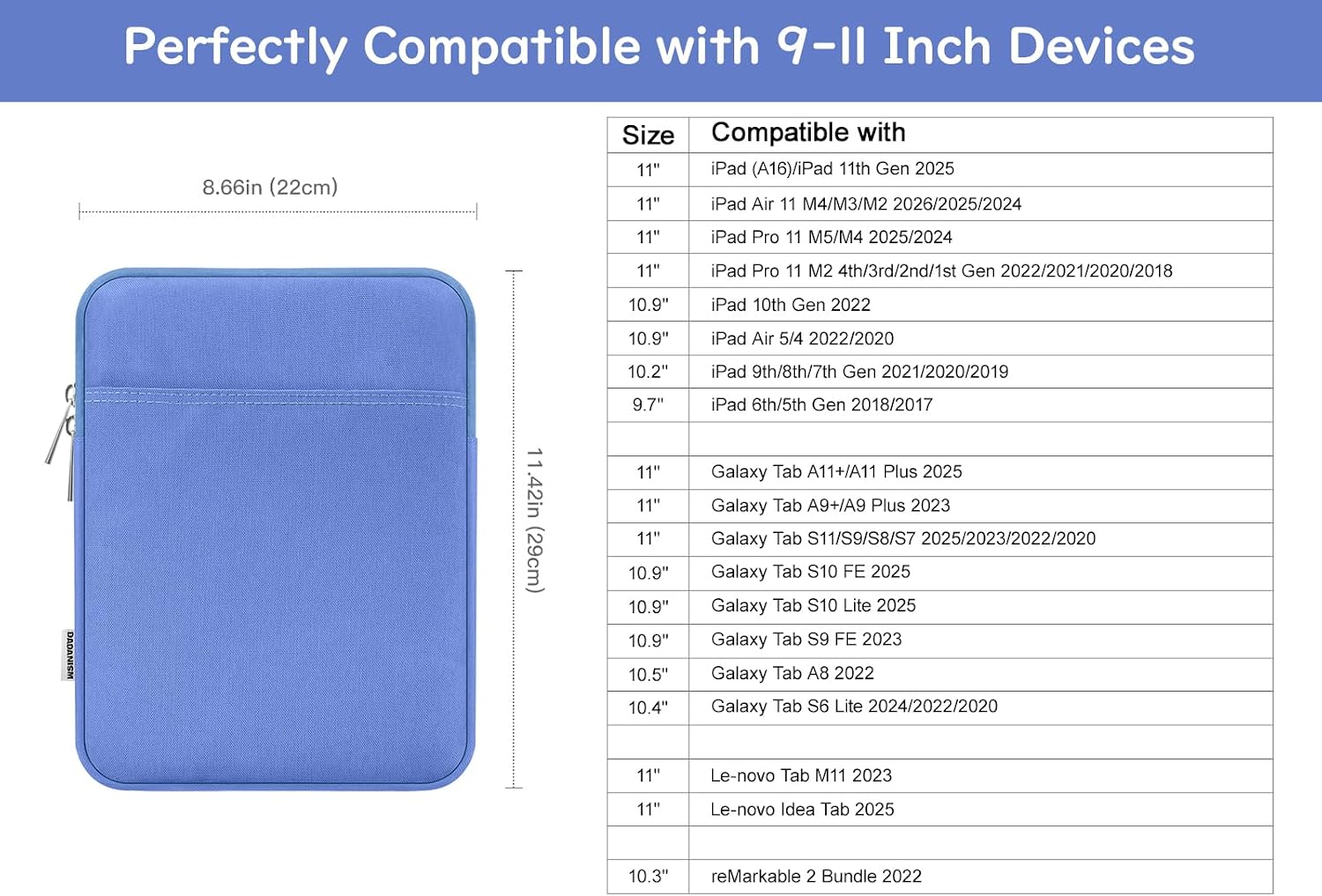Detalle 2 de Dadanism Tablet Tasche 9-11 Zoll, Veilchen
