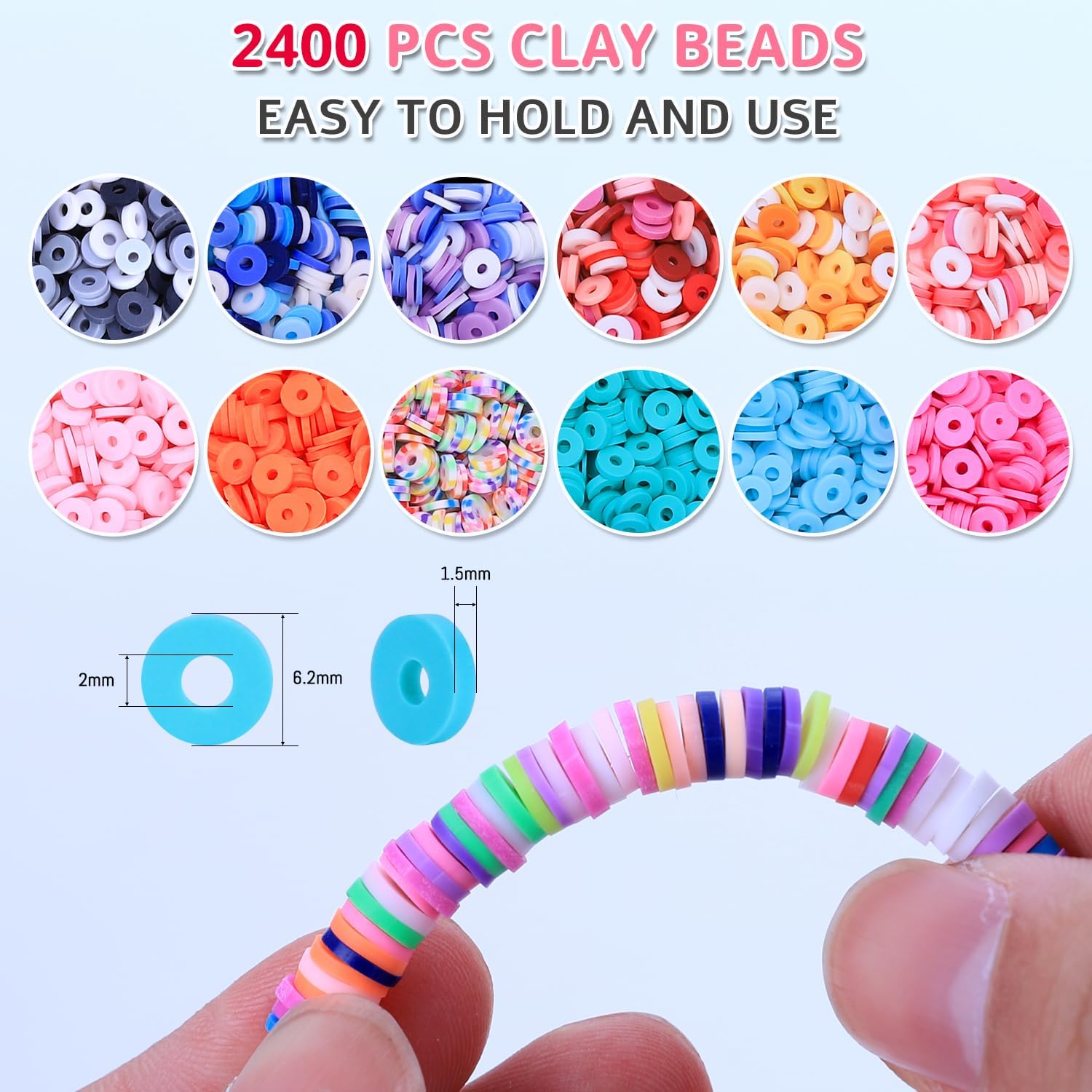 Detalle de AIPRIDY 3200-Piece Girls Bracelet Making Kit (Unicorn/Mermaid Clay Beads), DIY Jewelry Craft Set for Ages 5–12