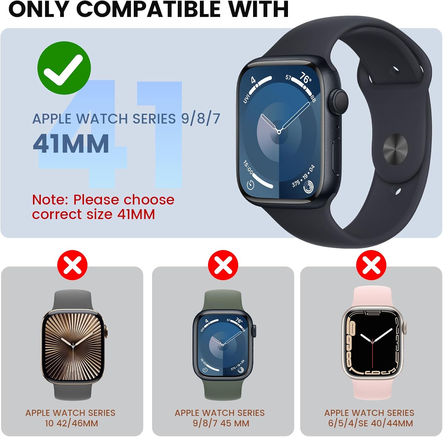 Thumbnail 1 de Neitra 4-pack Hard Case + tempered glass screen protector for Apple Watch 41mm (Series 9/8/7)