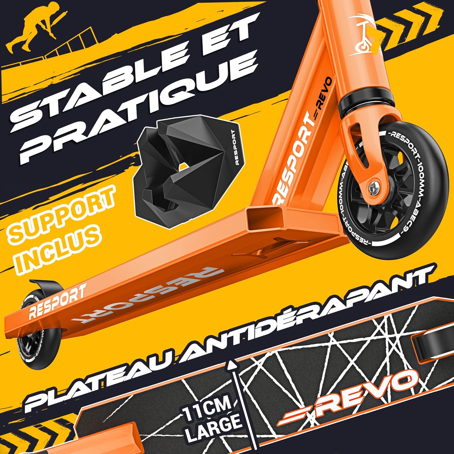 Thumbnail 2 de RE:SPORT Trottinette Stunt Revo – freestyle pour tous les niveaux (100 mm, barre en Y, ABEC 9)