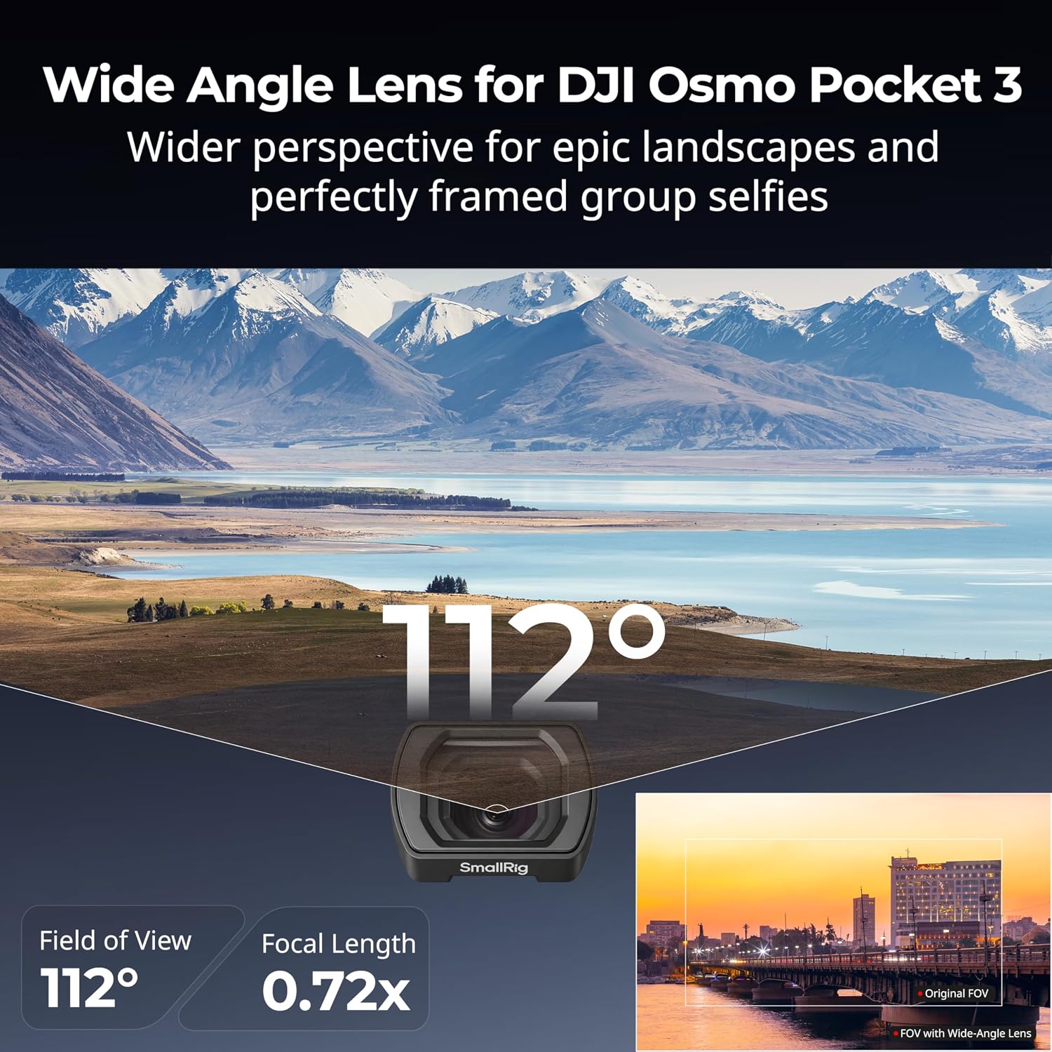 Thumbnail 1 de SmallRig Objectif grand angle 0,72x pour DJI Osmo Pocket 3 (fixation magnétique) — 112°