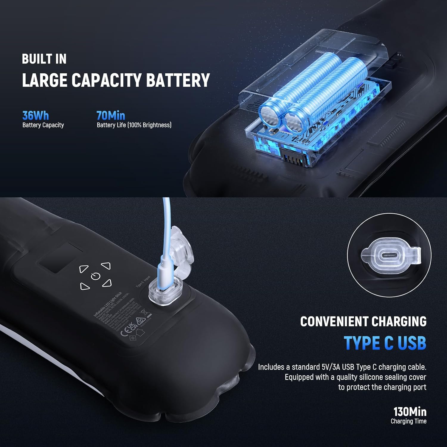 Thumbnail 4 de NEEWER BASICS 30W Handheld RGB Tube Light GC30C 90cm – Inflatable Studio Lighting