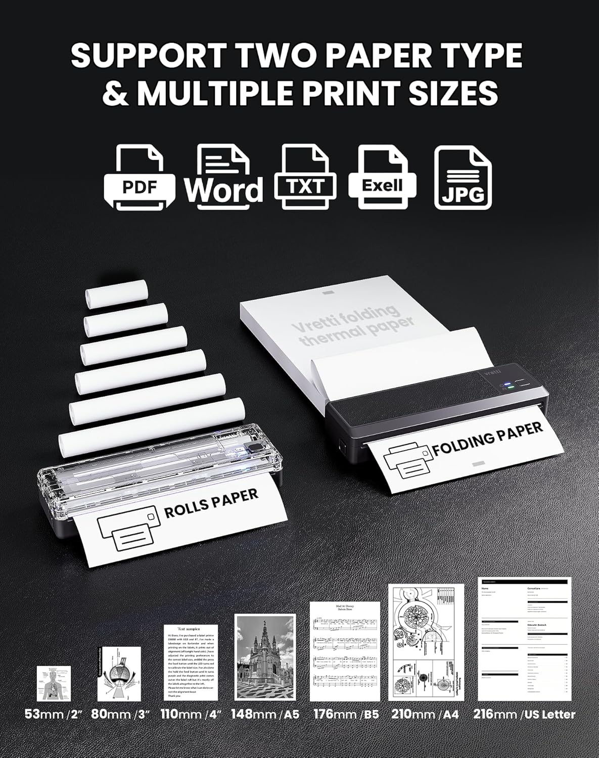 Thumbnail 6 de vretti Portable Printer Wrieless, P83 Inkless Printer
